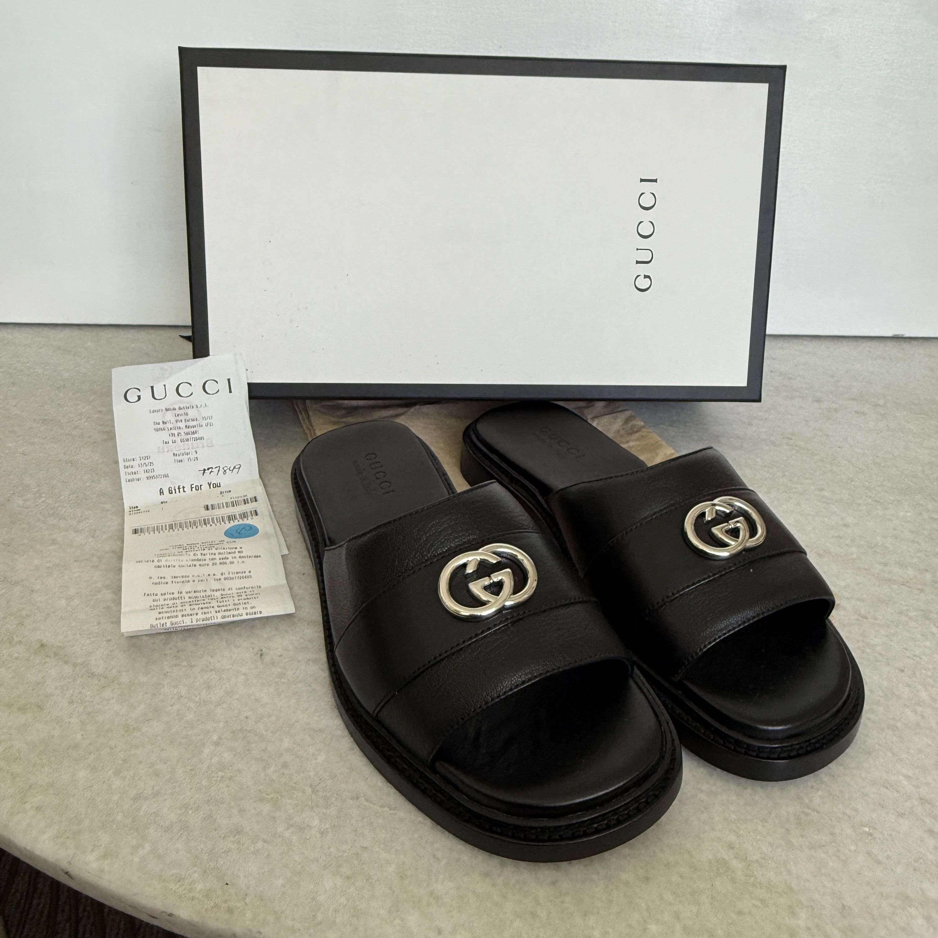 Gucci GUCCI 777849 MEN'S LEATHER INTERLOCKING G SANDALS, 7.5 (US8) Size US 8 / EU 41 - 1 Thumbnail