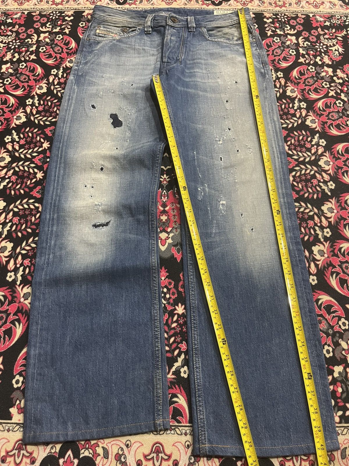 Diesel Vintage Diesel “Larkee” Blue Washed Distress Loose Leg Jeans Size US 31 - 14 Thumbnail