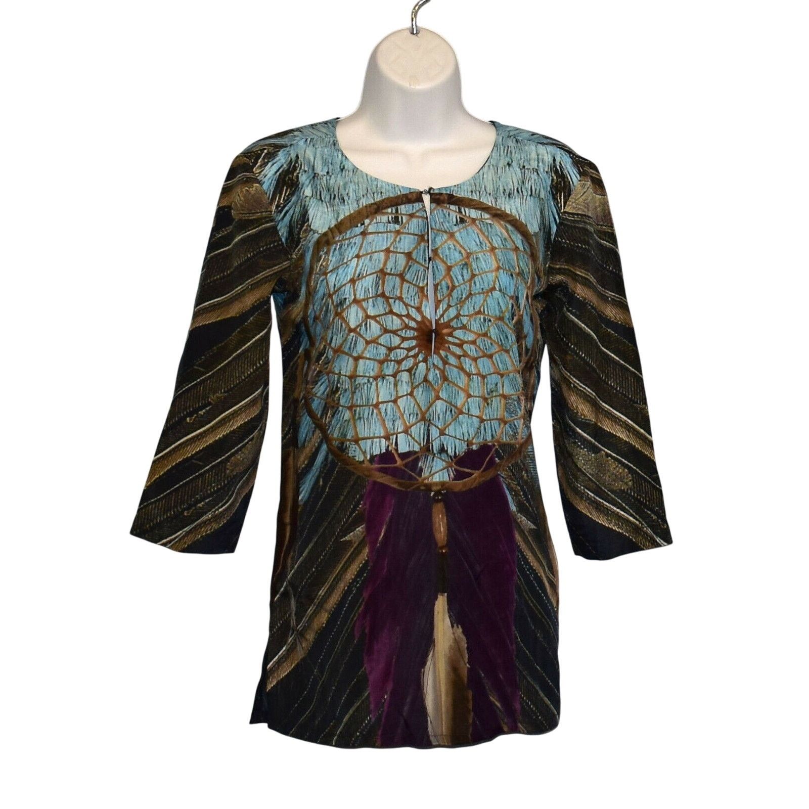 Figue NWT FIGUE 100% Silk Multicolor Iris Tunic Blouse Top Sz XXS Size XXS / US 00 / IT 34 - 1 Thumbnail