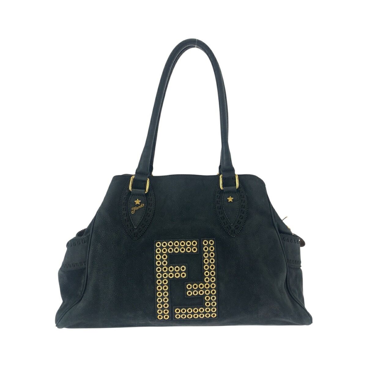 Fendi Fendi Nubuck Etnico Punching Studs 2Way Bag 2372 8Bn162 Suede Shoulder Bag 2372 8Bn162 in Black, Women's