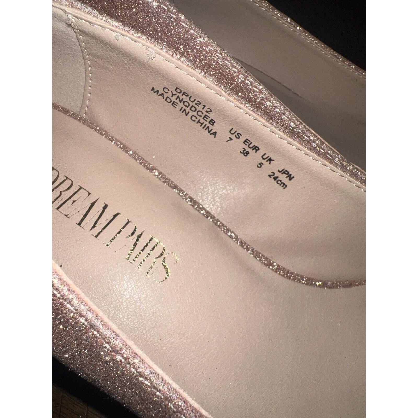 Dreamville Dream Pairs Wedge Heels Women's 7 Pink Glitter Pointed Toe Size US 7 / IT 37 - 3 Thumbnail