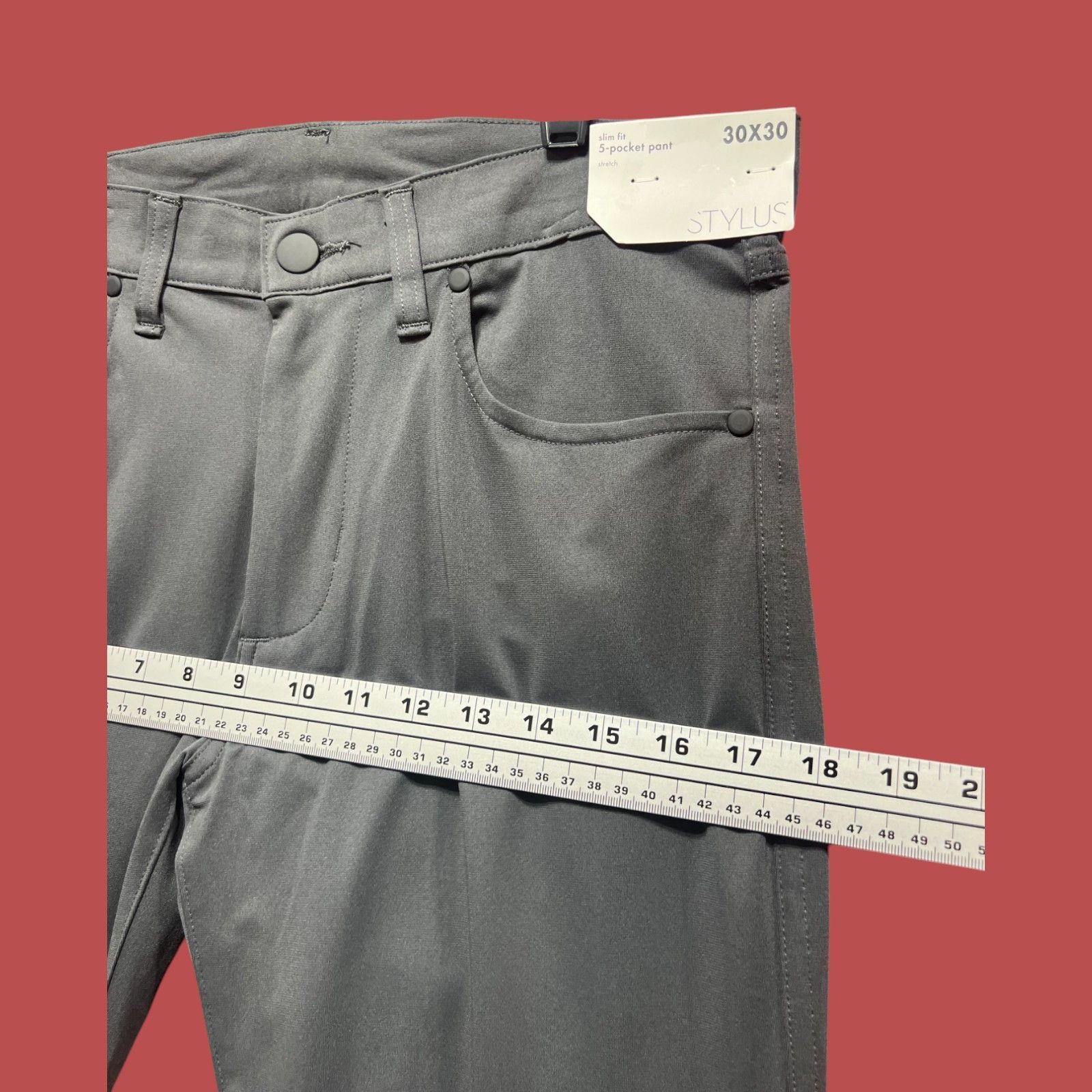 Other Stylus - 5 Pockets Men's Slim Fit Flat Front Pants - Gray - Size US 30 / EU 46 - 6 Thumbnail