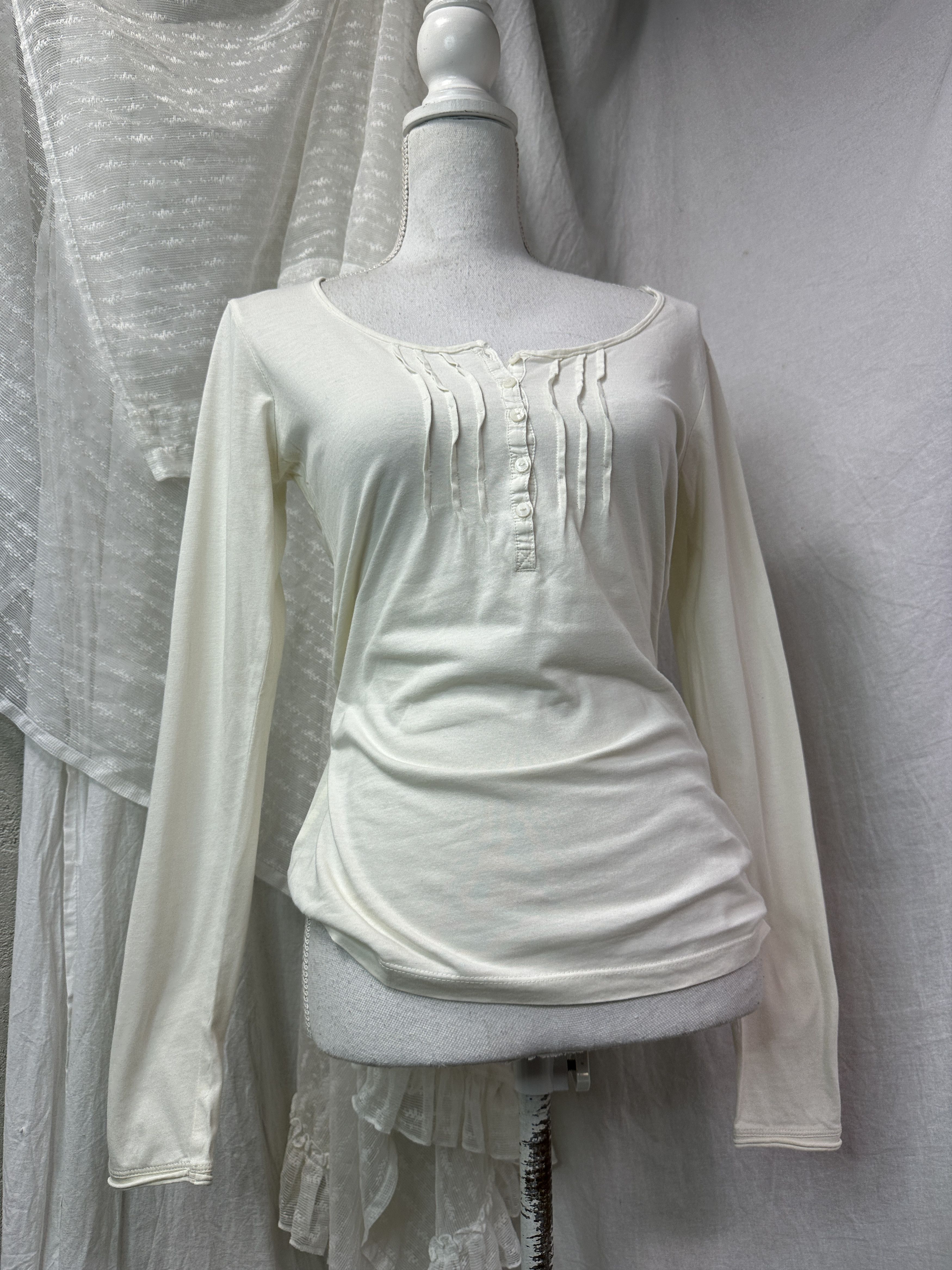 Vintage Vintage Romantic Fitted White Longsleeve Y2K Size S / US 4 / IT 40 - 1 Thumbnail