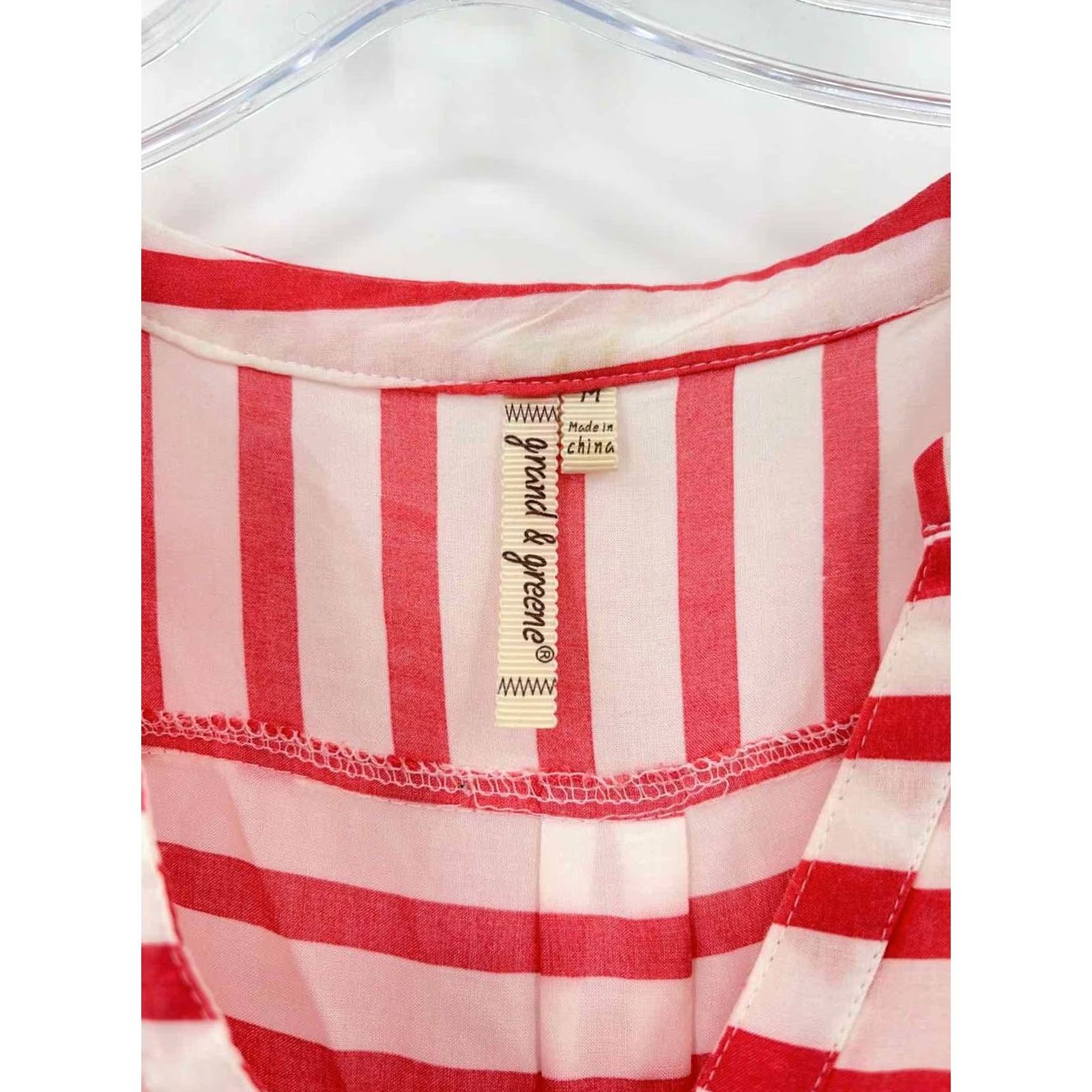 Vintage Grand & Greene Red Stripe Blouse - Size Medium - Pre-Owned Size M / US 6-8 / IT 42-44 - 3 Thumbnail