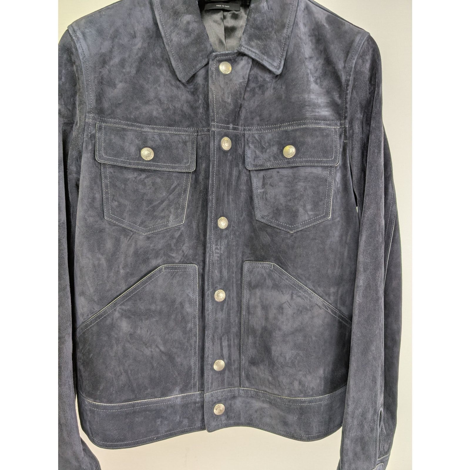 Tom Ford o1rshd1 Suede Button Jacket in Dark Navy Size US M / EU 48-50 / 2 - 5 Thumbnail