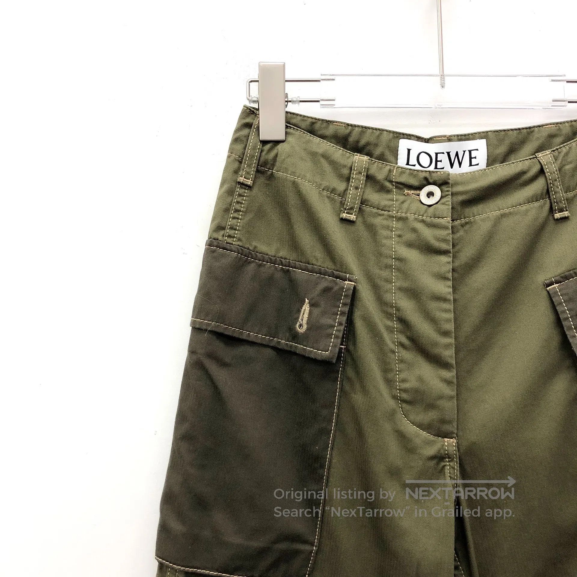 Loewe Loewe Dark Green Cotton Casual Trousers| Size US 34 / EU 50 - 3 Thumbnail