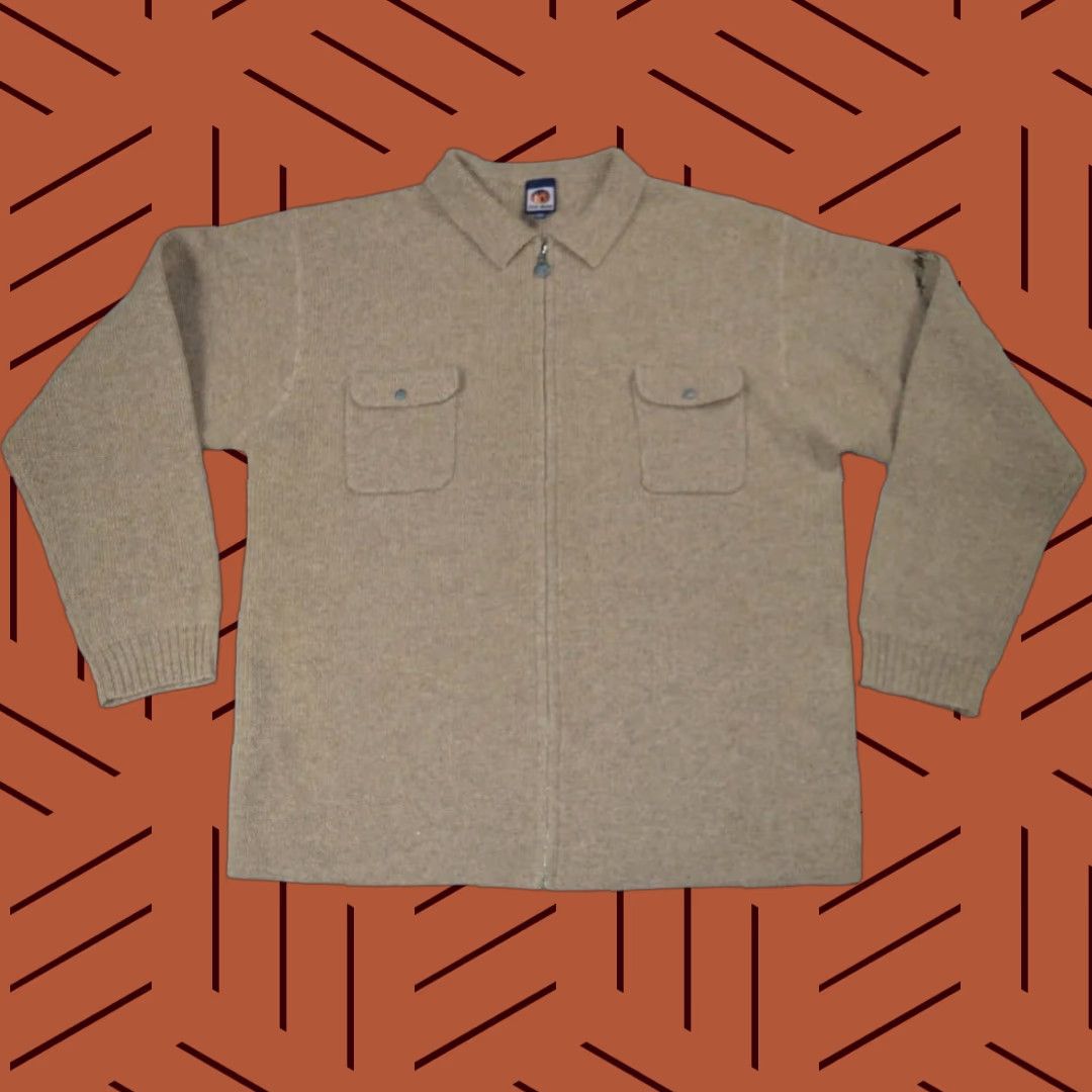 Vintage VINTAGE Eric Malik Hip Hop Sweater Full Zip 2XL Mens Pregnancy Wool Blend Beige 90s Rap Biggie Tupac Size US XXL / EU 58 / 5 - 1 Thumbnail