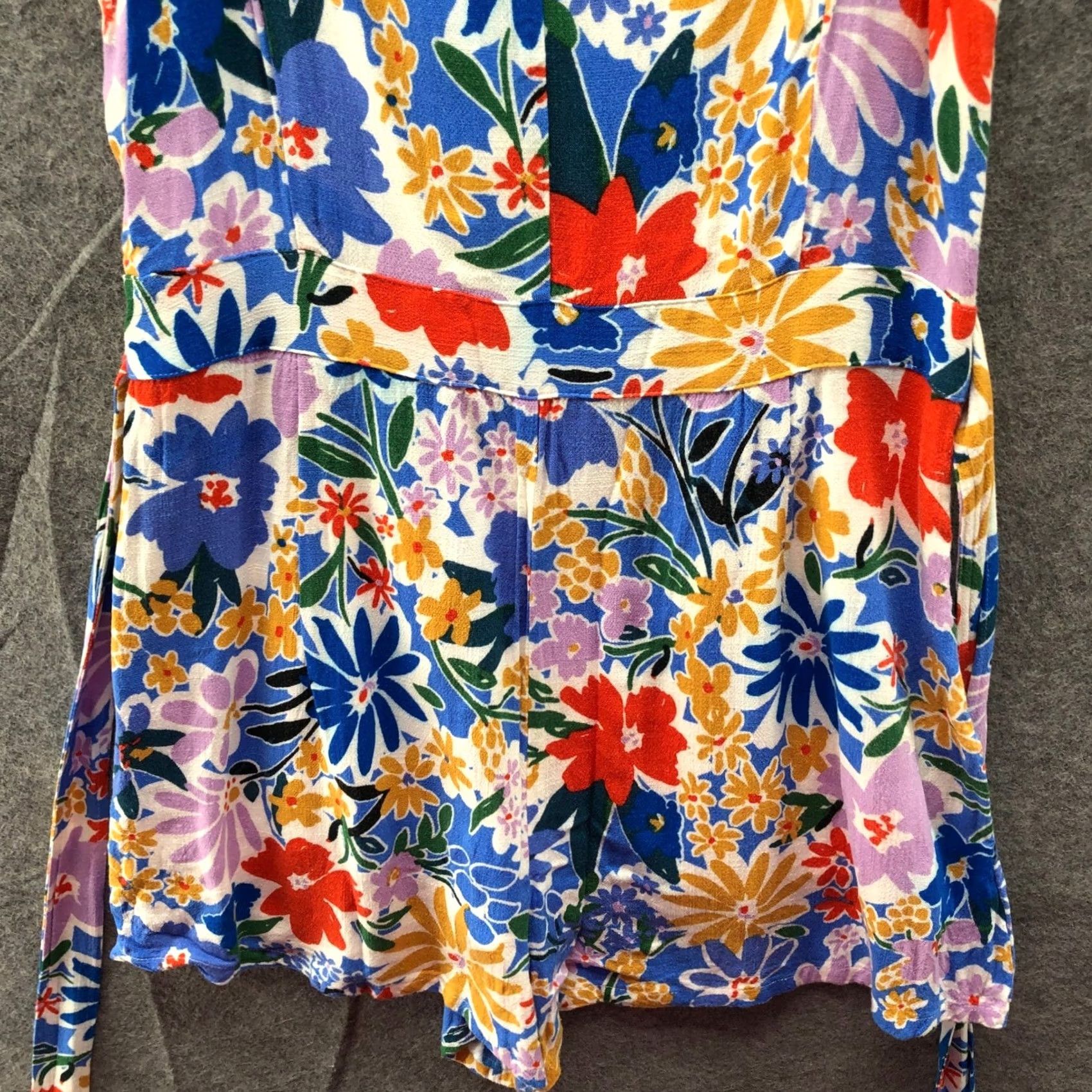 AQUA AQUA Floral Romper Womens M Blue Multicolor Flower Print Sleeveless V-Neck Zip Size 32" / US 10 / IT 46 - 6 Thumbnail