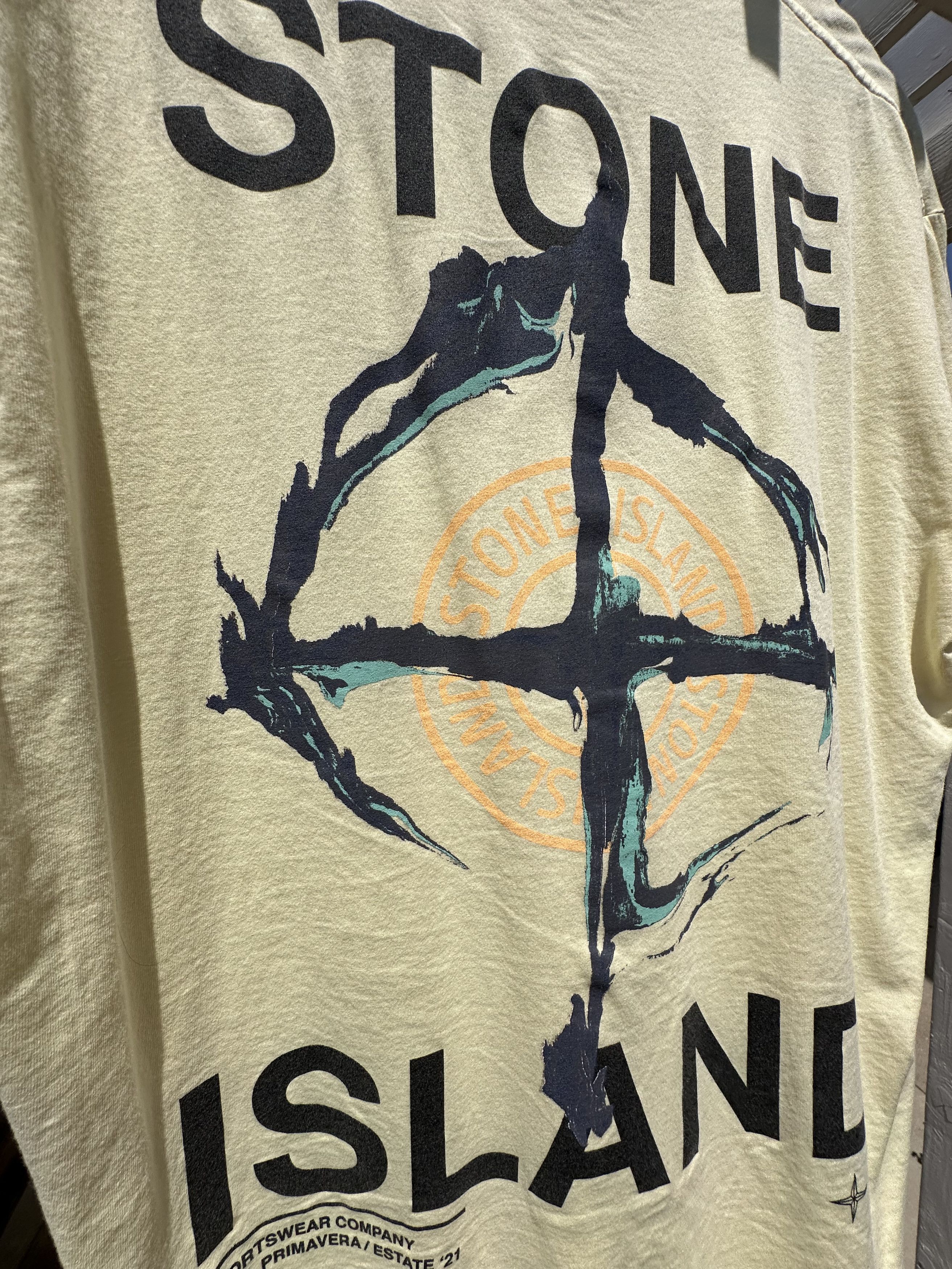 Stone Island Stone Island "Marble Three" Tee - Ivory - S/S21 2NS85 Size US XL / EU 56 / 4 - 3 Thumbnail