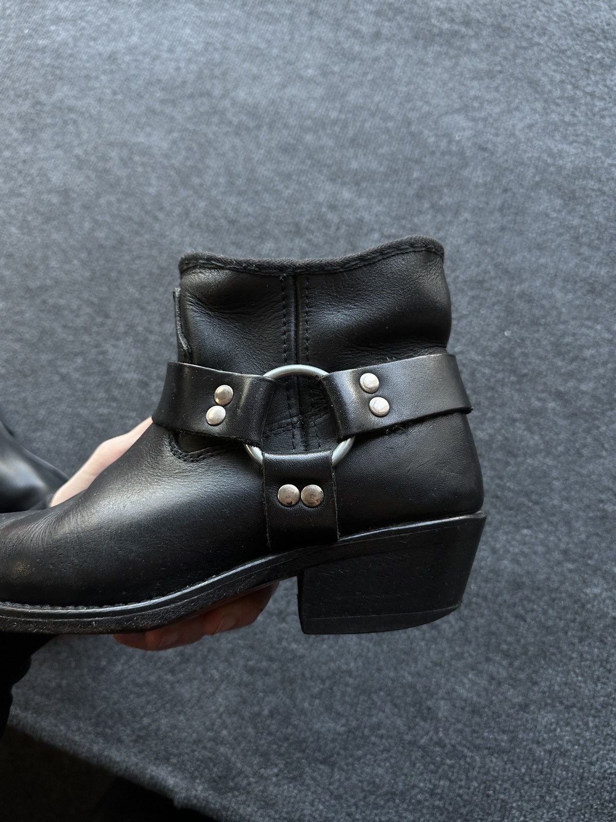 Leather WESTERN 🚨 LEATHER ANKLE METAL COWBOY BLACK BOOTS Size US 6.5 / EU 39-40 - 16 Thumbnail