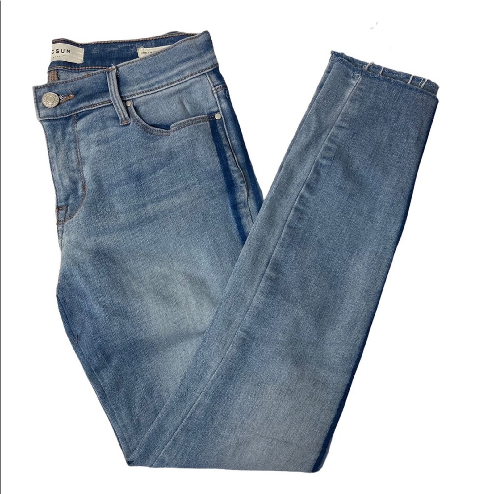 Pacsun PACSUN Mid Rise Skinny Ankle Light Rinse Stripe Denim 25 Size 25" / US 0 / IT 36 - 1 Thumbnail