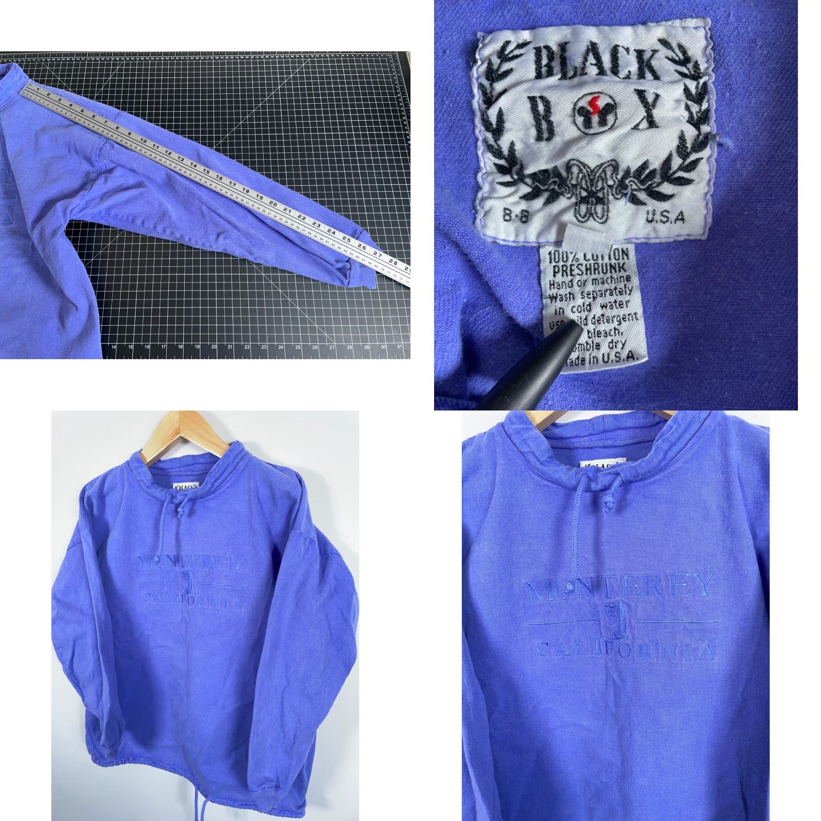 Denime VINTAGE Black Box Sweatshirt Denimi Denim Oversized 90s Periwinkle Monterrey California Mens L Blue Embroidered Oversized Pullover Size US L / EU 52-54 / 3 - 8 Thumbnail
