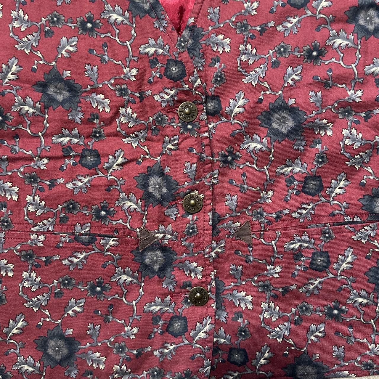 Timberland Timberland Red Floral Button-up Quilted Vest Women’s Size S / US 4 / IT 40 - 2 Thumbnail