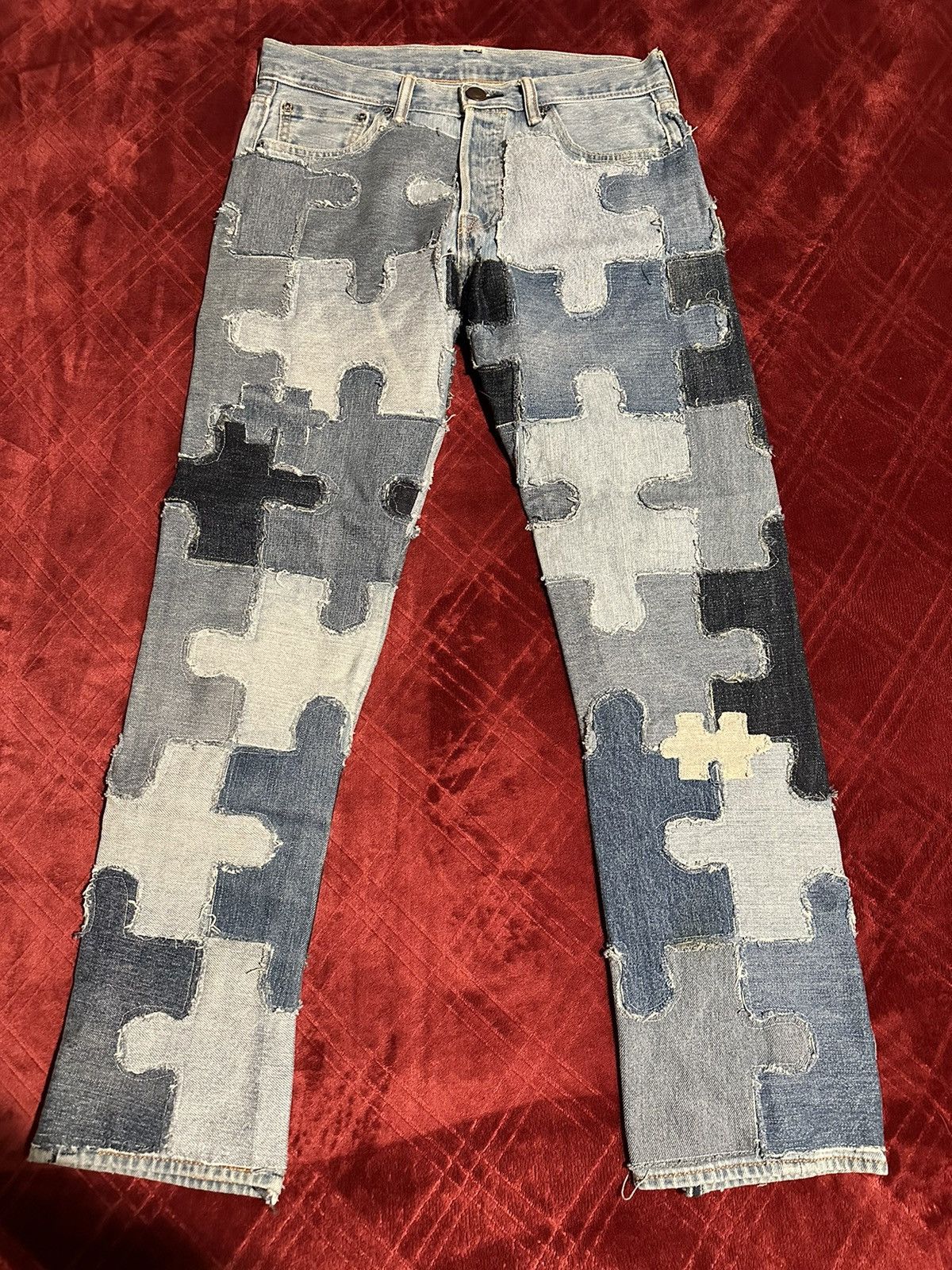 Designer × Vintage Roughcut Puzzle Piece Denim Size US 30 / EU 46 - 1 Thumbnail