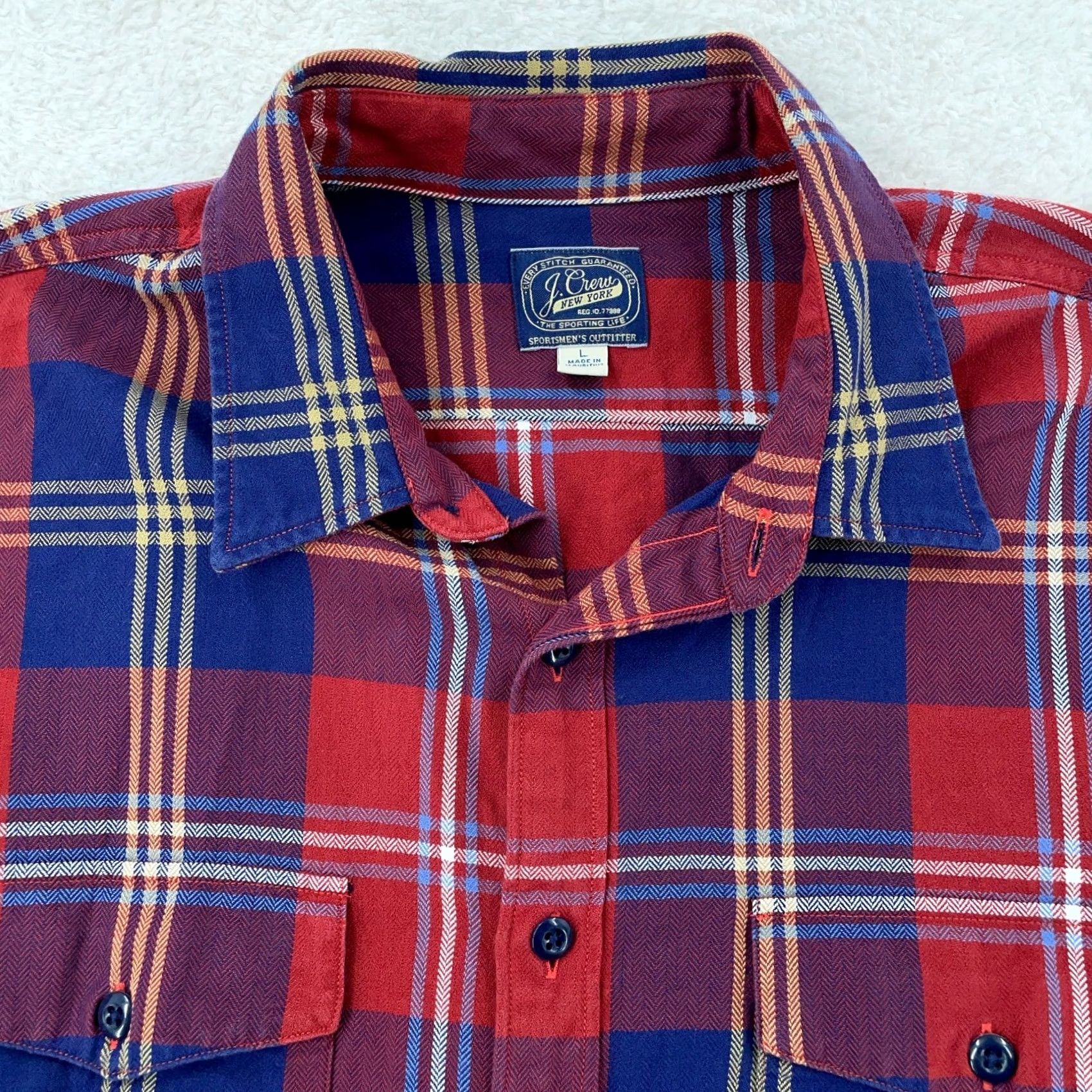 J.Crew J.Crew Shirt Mens Large Plaid Long Sleeve Slim Button Up Collared Red Blue L/S Multicolor Casual Shirt Size US L / EU 52-54 / 3 - 2 Thumbnail