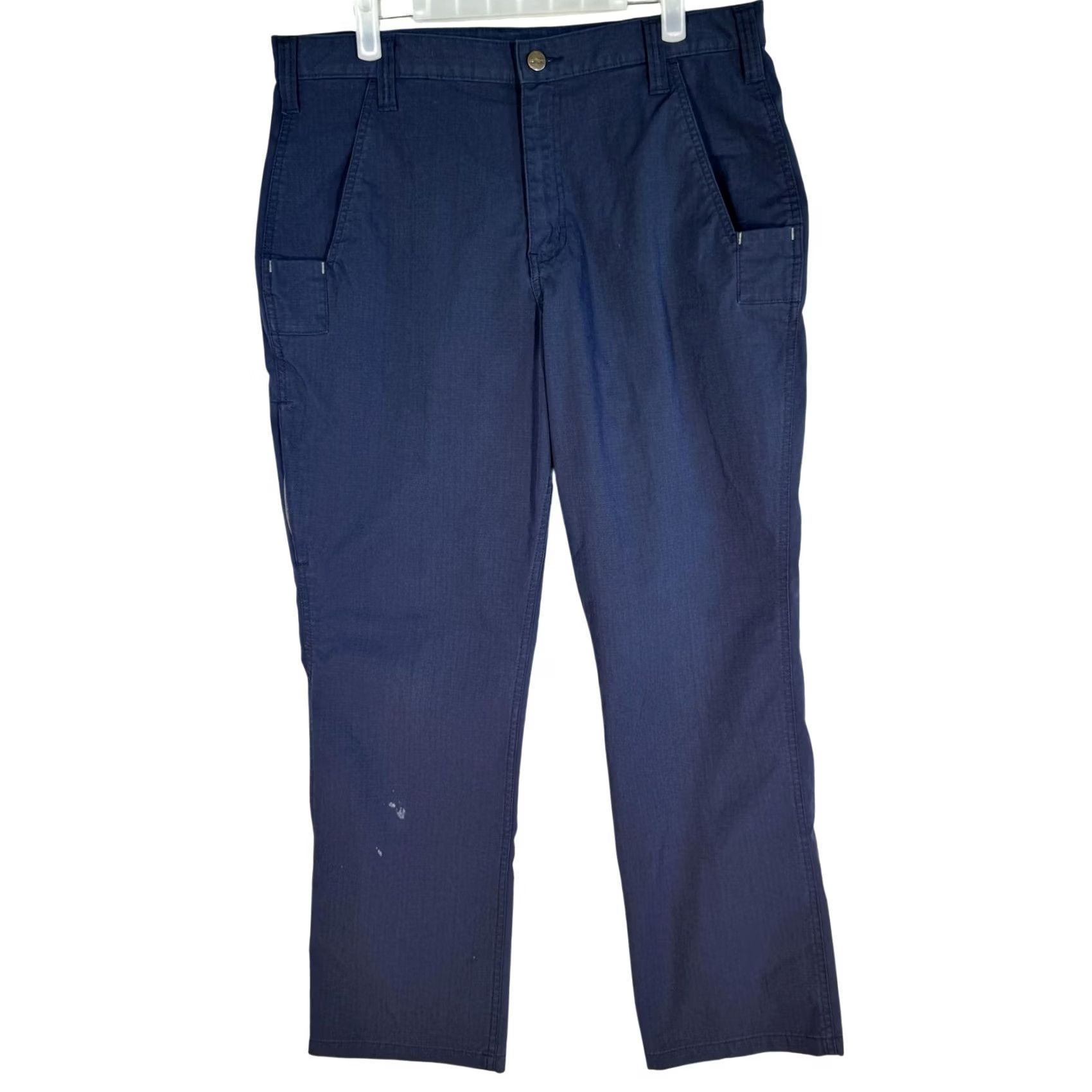 Carhartt Carhartt Pants Mens 34x29 Navy Relaxed Fit Ripstop Utility Work Zipper Broken Pockets Logo Cargo Straight Crewed: 34x29 Size US 34 / EU 50 - 2 Thumbnail