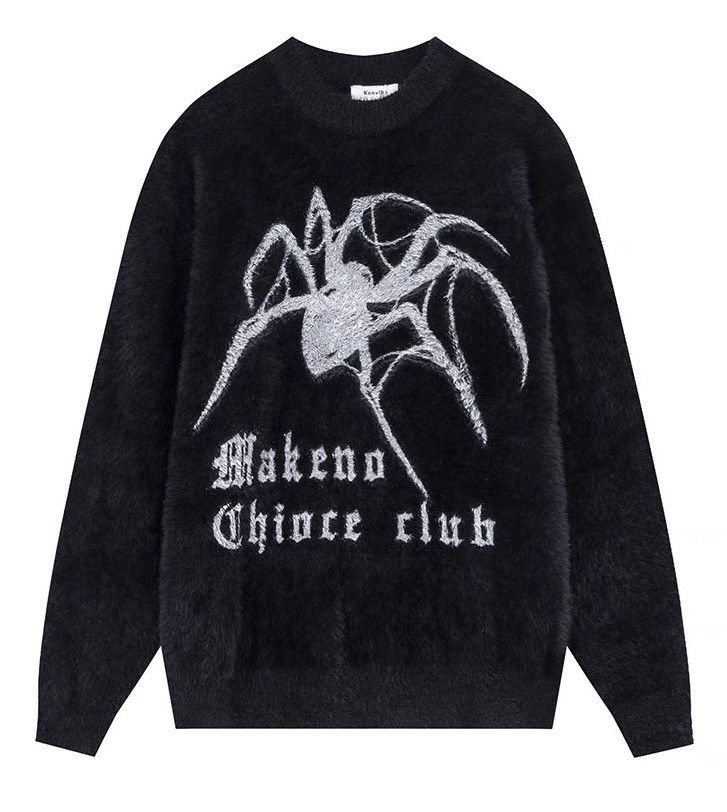 Fashion punk fluffy spider mohair sweater knitwear