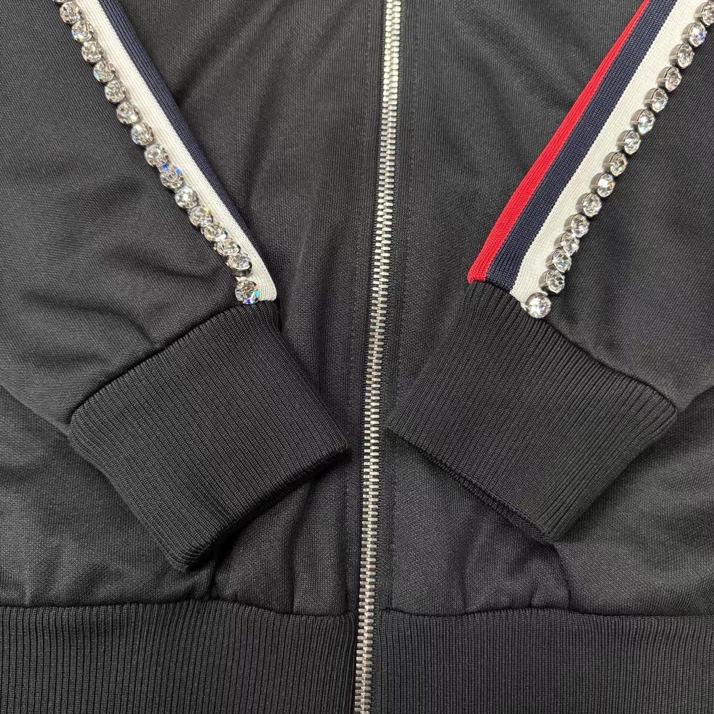 Gucci GUCCI Crystal Embellished Black Zip-Up Jacket Q10 Size US XS / EU 42 / 0 - 7 Thumbnail