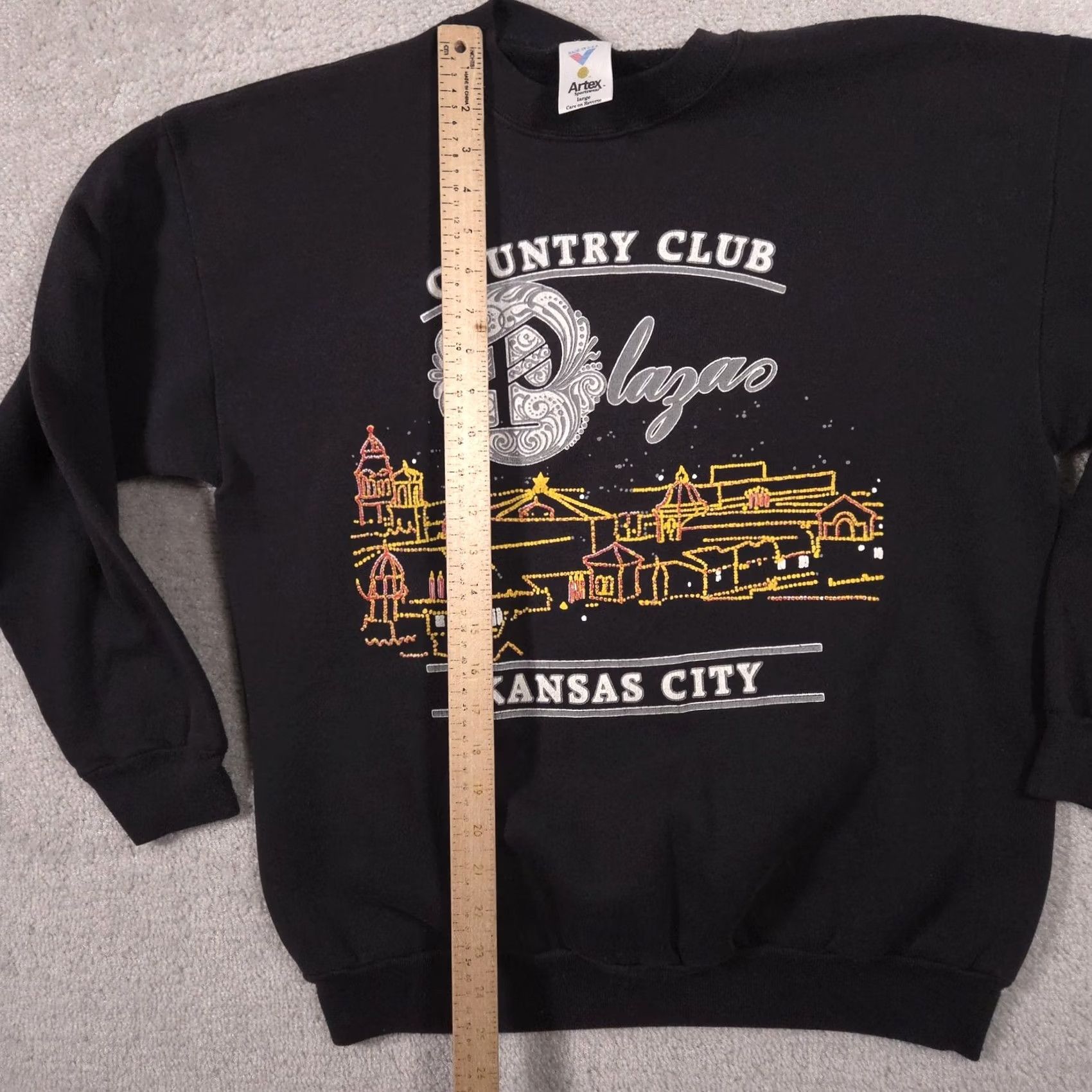Vintage VINTAGE Artex Sweatshirt Mens L Black City Theme Kansas City 90s Graphic Print Crew Neck Pullover Size US L / EU 52-54 / 3 - 6 Thumbnail
