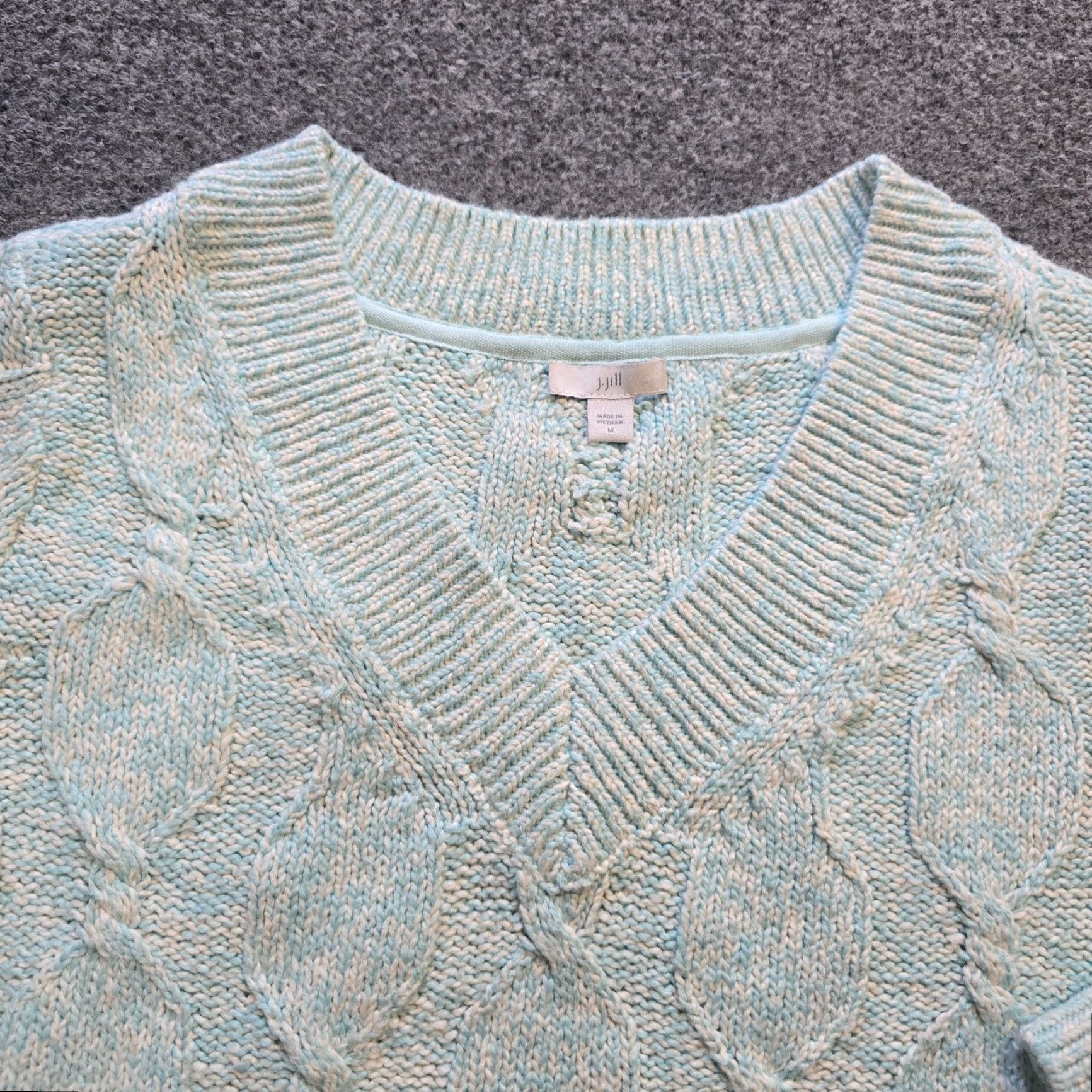 J. Jill J. Jill Sweater Women Size M Green Cable-Knit 3/4 Sleeve V-Neck Soft Casual Pullover Size M / US 6-8 / IT 42-44 - 2 Thumbnail