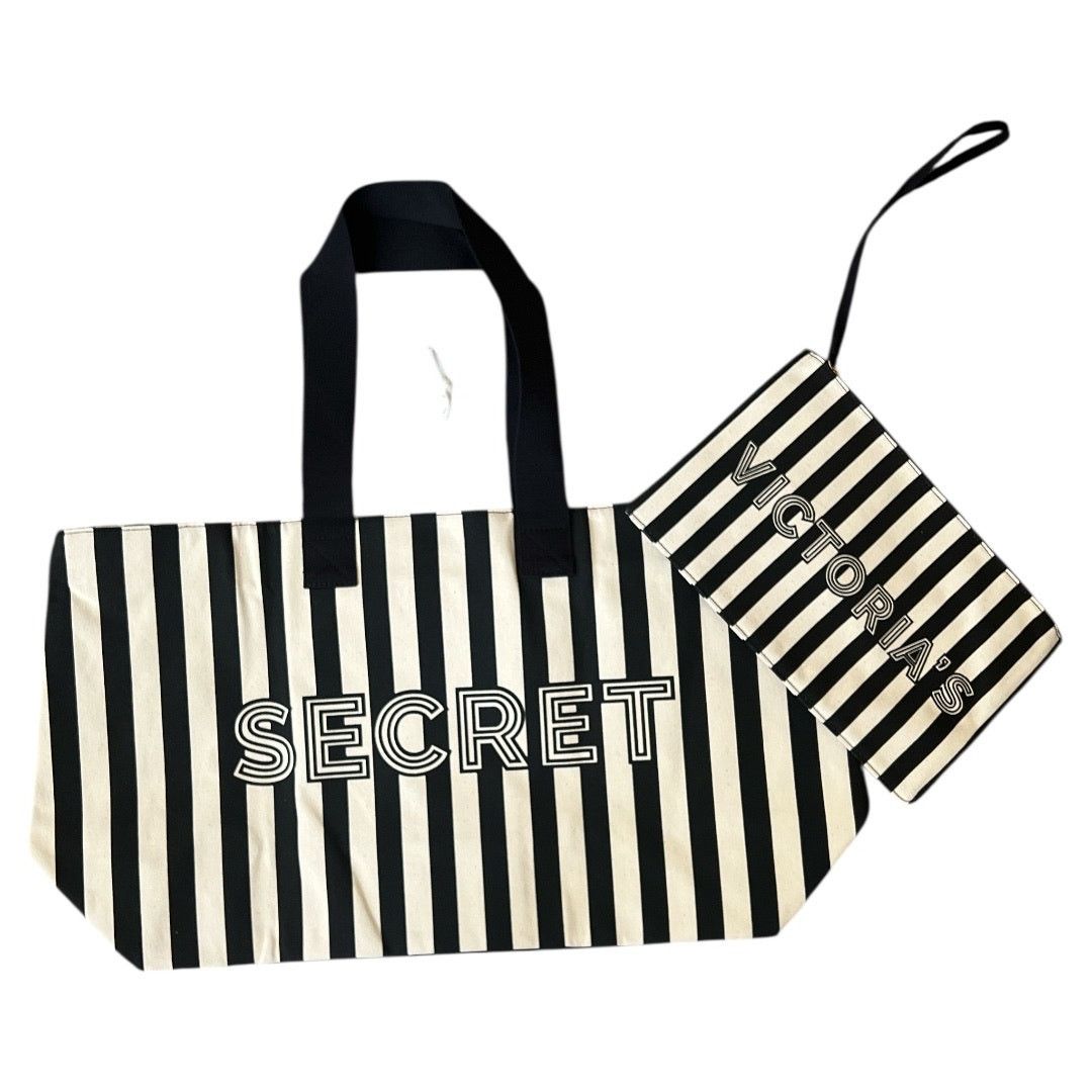 Victoria's Secret Victoria's Secret Graphic Stripe Tote & Wristlet Pouch Set Size ONE SIZE - 2 Thumbnail