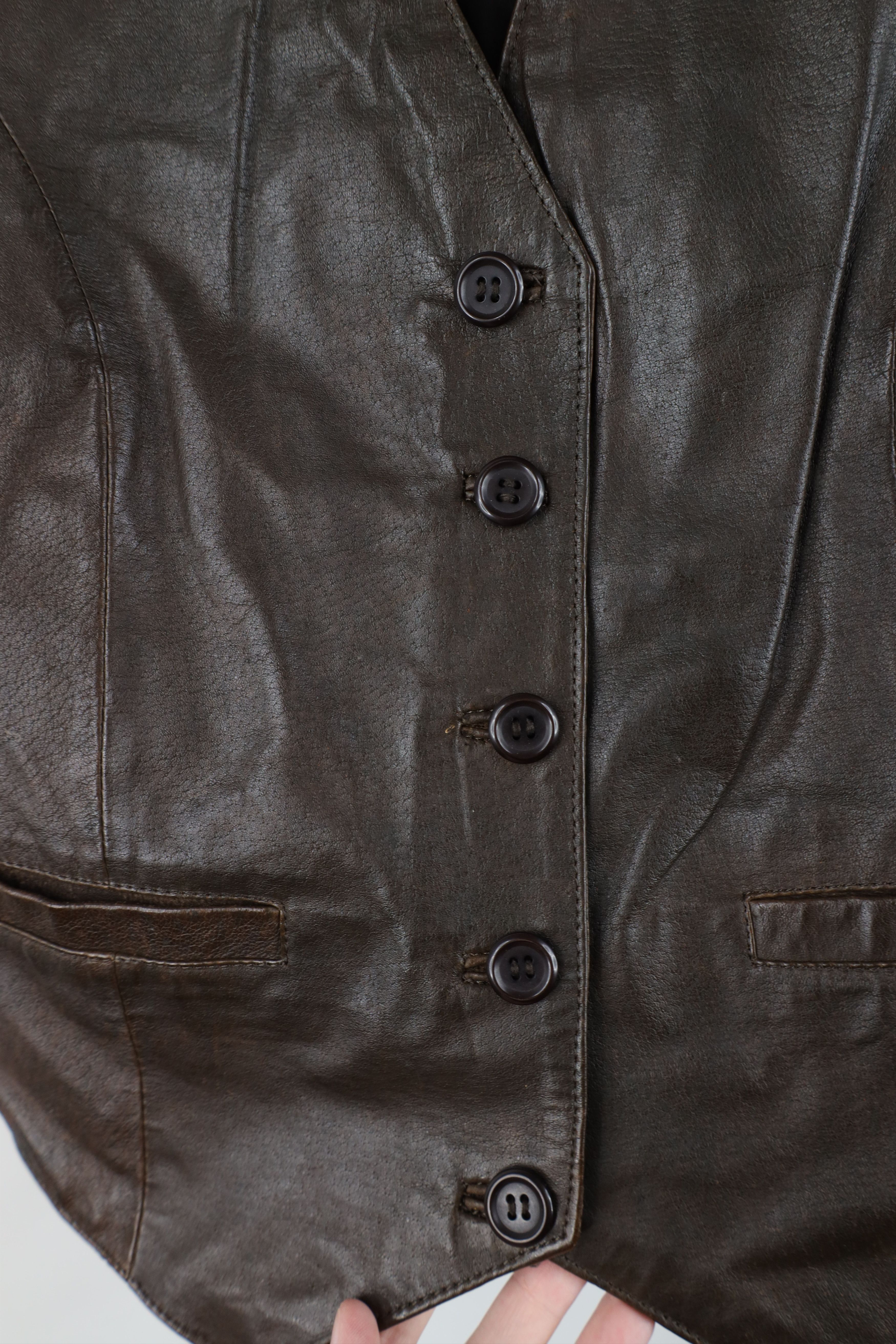 Vintage Vintage 90s Streetwear Buckle Back Leather Vest Jacket Brown Size XL / US 12-14 / IT 48-50 - 7 Thumbnail