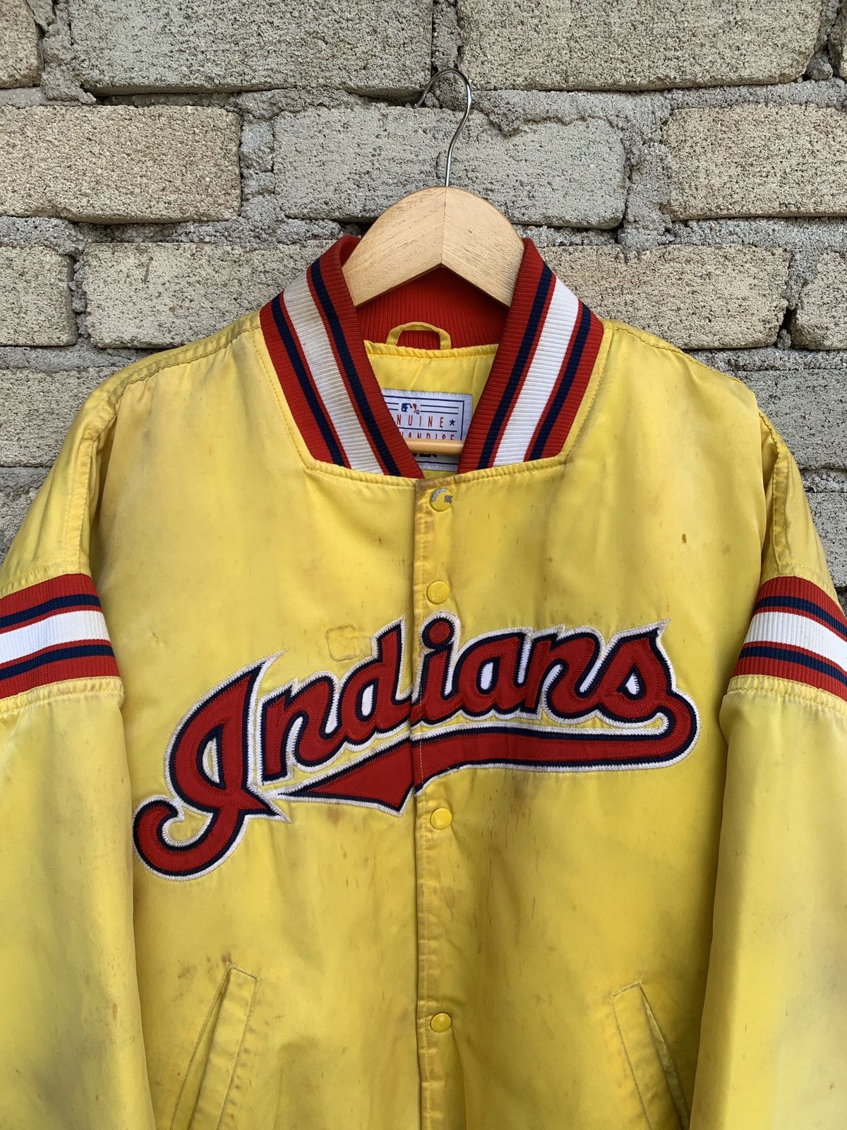 MLB RARE🔥🔥Vtg Starter MLB Indians Big Logo Bomber Jacket Size US XL / EU 56 / 4 - 3 Thumbnail