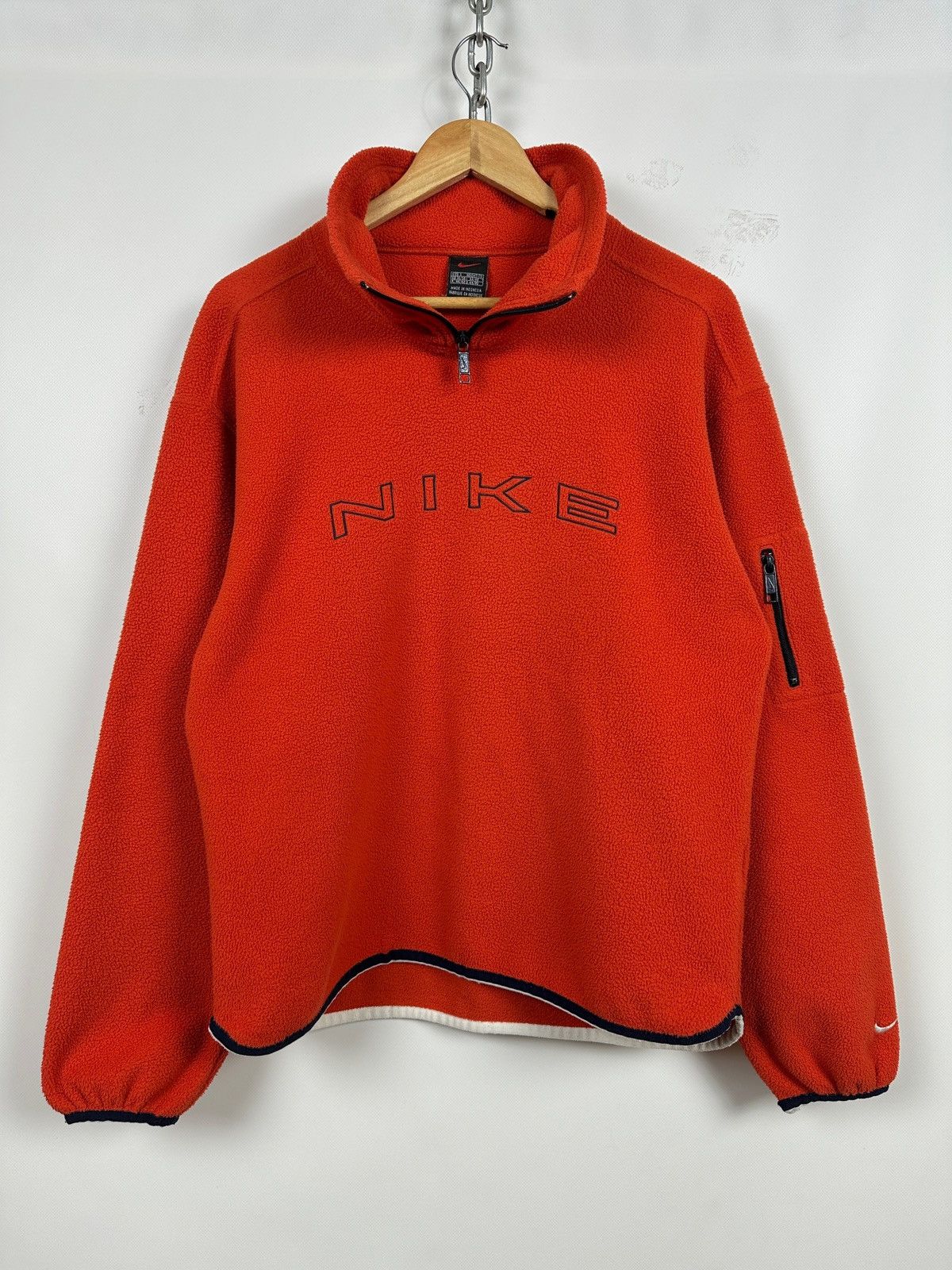 Nike 90s Vintage Nike Center Big Logo Fleece Half Neck Jacket Size US S / EU 44-46 / 1 - 2 Thumbnail