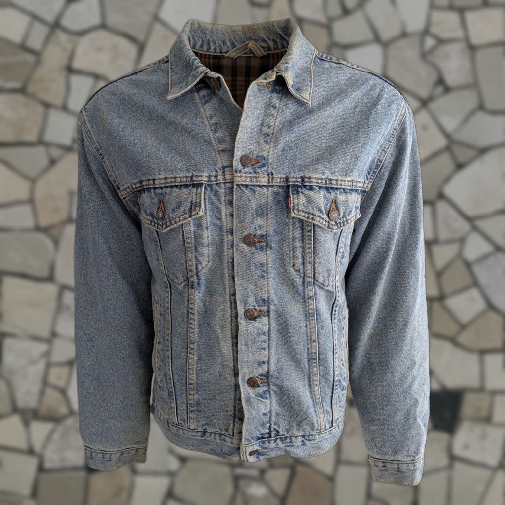 Levi's Levi’s Denim Trucker Jacket M Vintage Flannel Lined Denim Trucker Jacket, USA Made, Women, Blue, 100% Cotton, Light Wear, Casual, 90s? Size M / US 6-8 / IT 42-44 - 1 Thumbnail