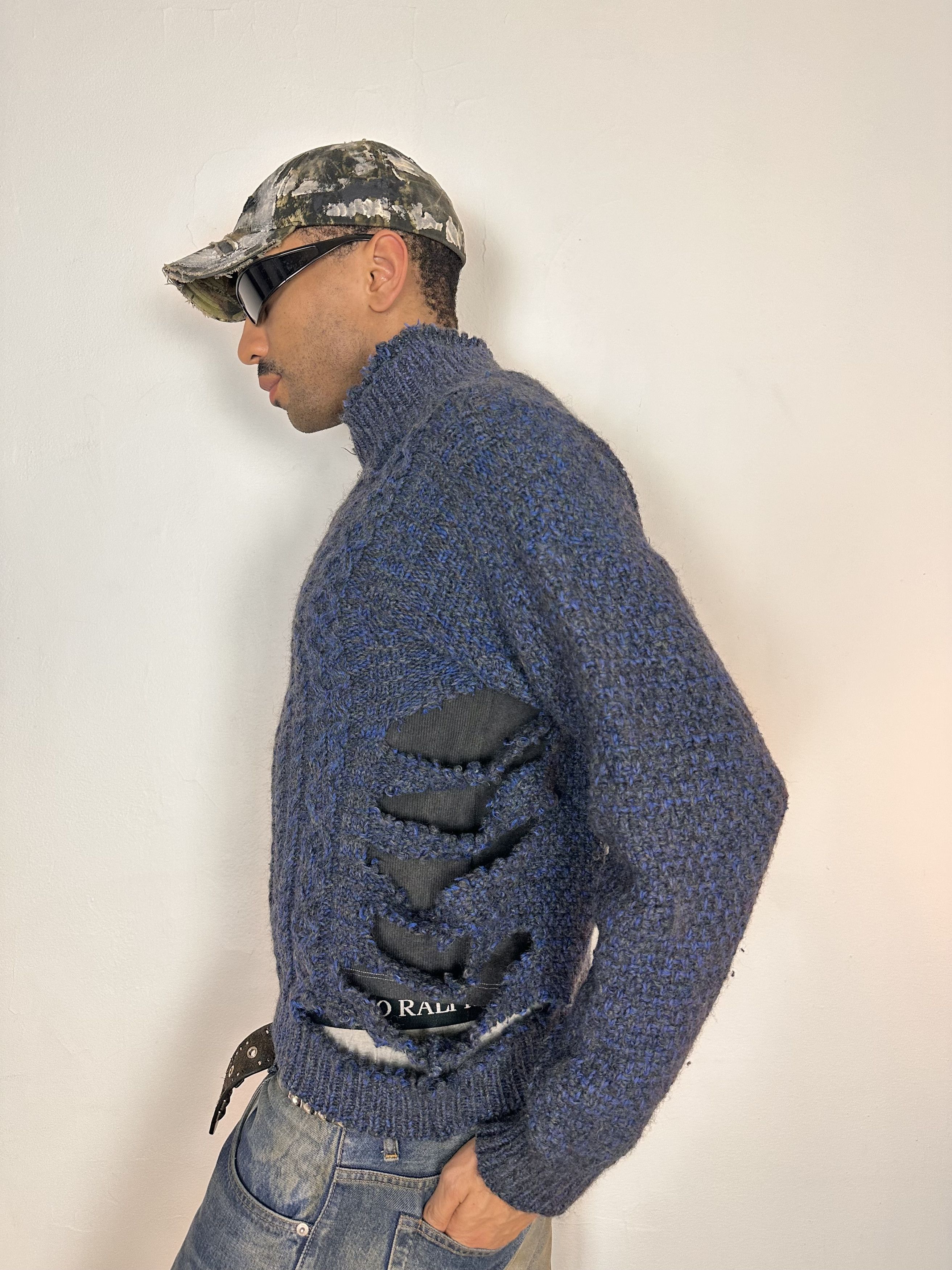 Other ASTROBOI* Blue Deconstructed Ripped Grunge Sweater - XL Size US XL / EU 56 / 4 - 5 Thumbnail