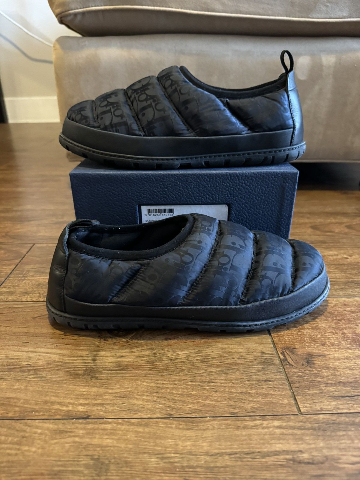 Dior DIOR SNOW SLIPPER - BLACK QUILTED OBLIQUE TECHNICAL 