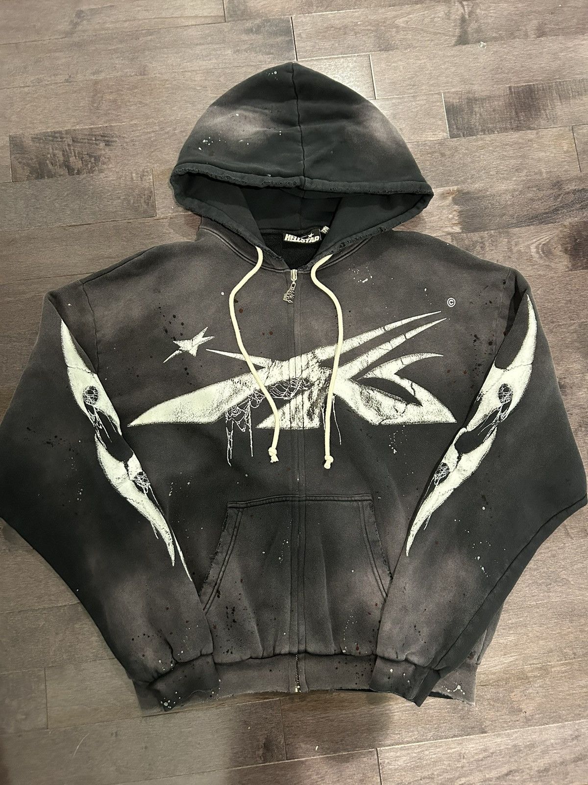 HELLSTAR BRAND NEW HELLSTAR Halloween spider web black zip up size