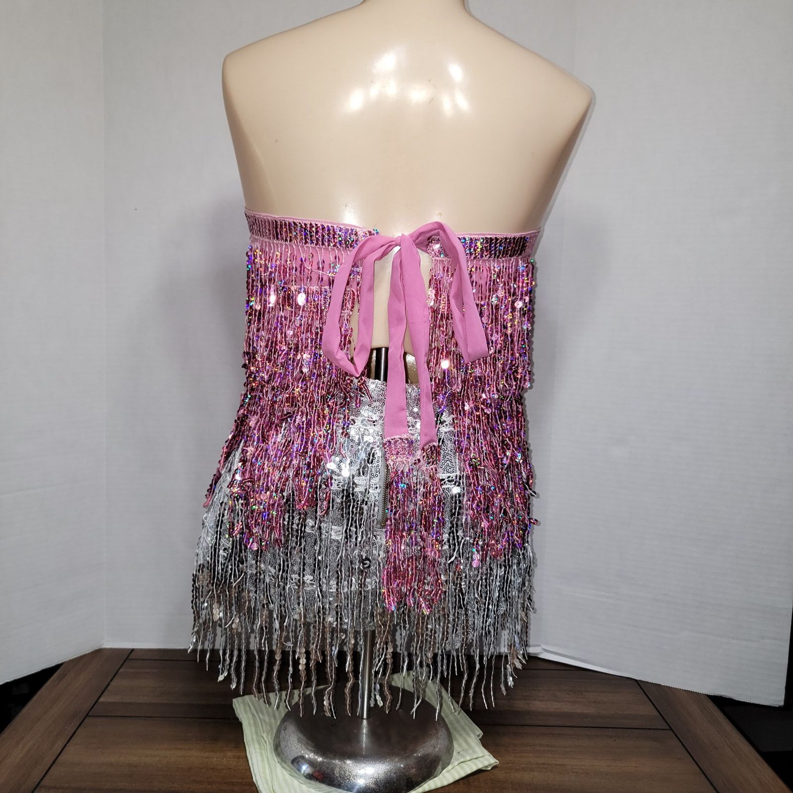 Other 2 Pc Sequin Silver Bottom & Pink Wrap - Size Large / OS Size 26" / US 2 / IT 38 - 5 Thumbnail