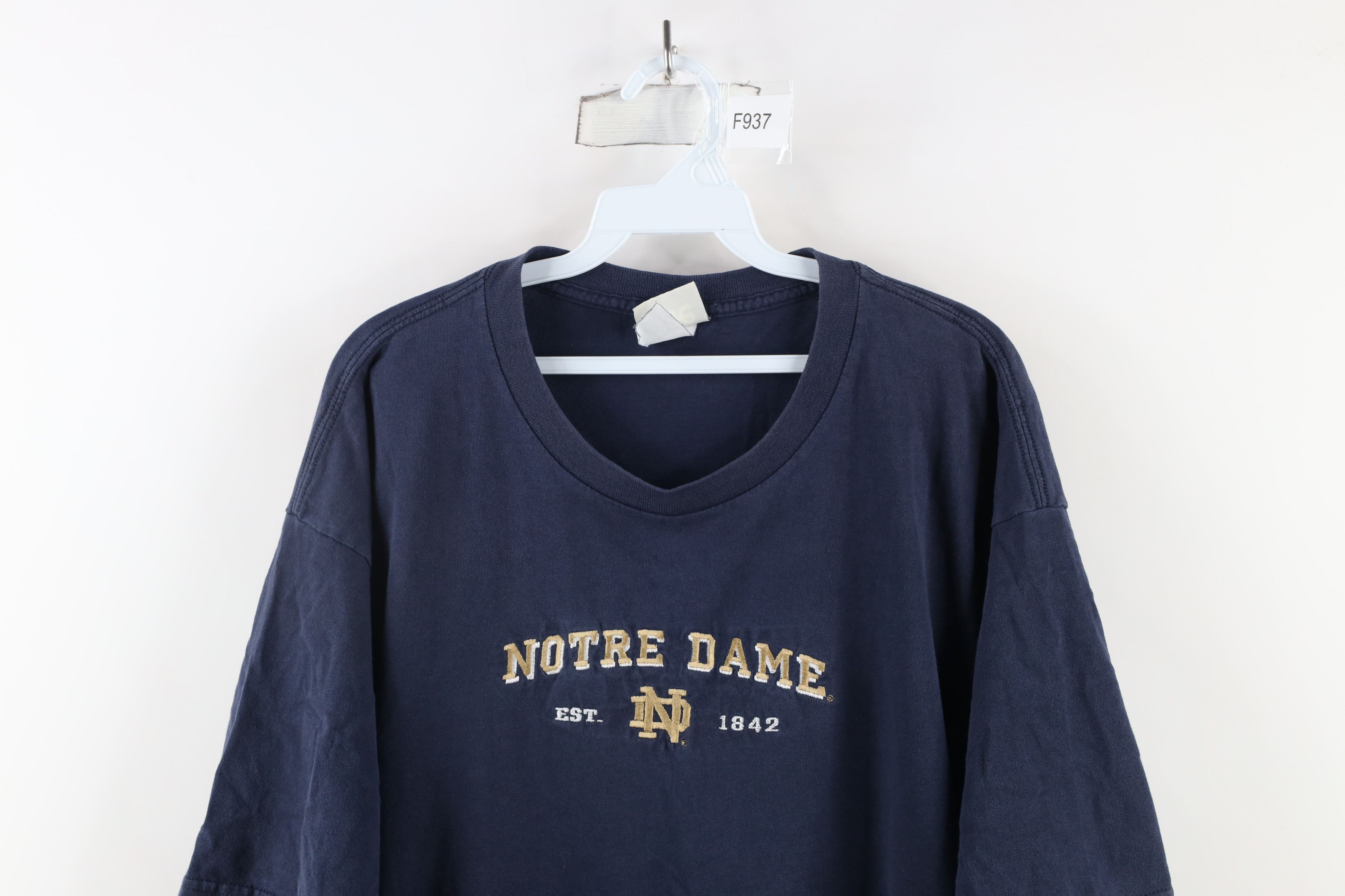Vintage Vintage 90s Out Notre Dame University T-Shirt Blue Cotton Size US XL / EU 56 / 4 - 2 Thumbnail