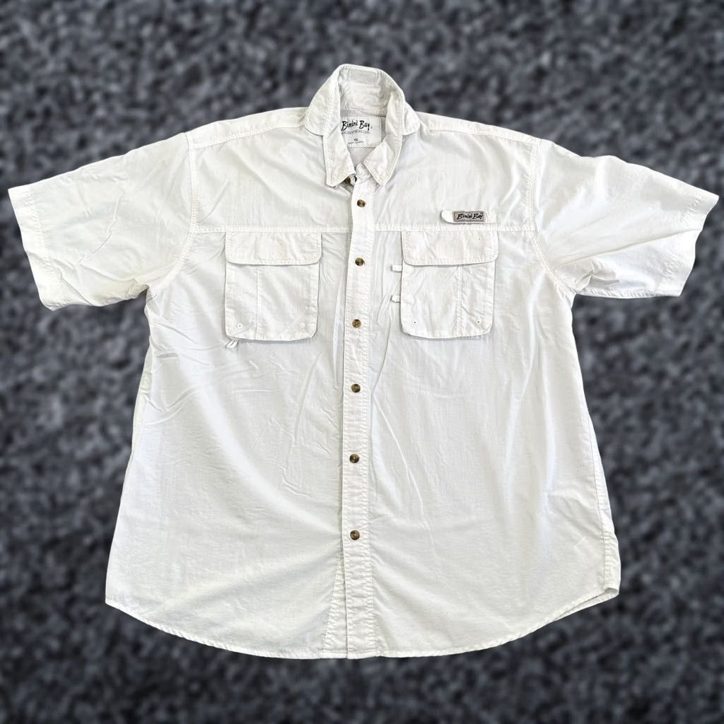 Vintage Bimini Bay Outfitters LTD Button-Up Shirt White XXL Short Sleeve Men Regular Pockets Casual Classics Size US XXL / EU 58 / 5 - 1 Thumbnail