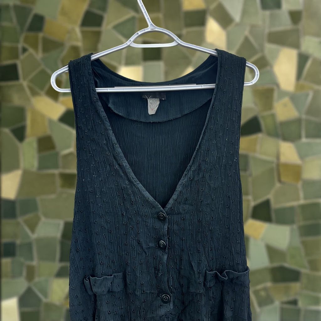 Vintage Womens Dress Green Sleeveless V-Neck Floral 1/4 Button Up Stretchy Size 22 Shirt Women Size 3XL / US 20-22 - 1 Thumbnail