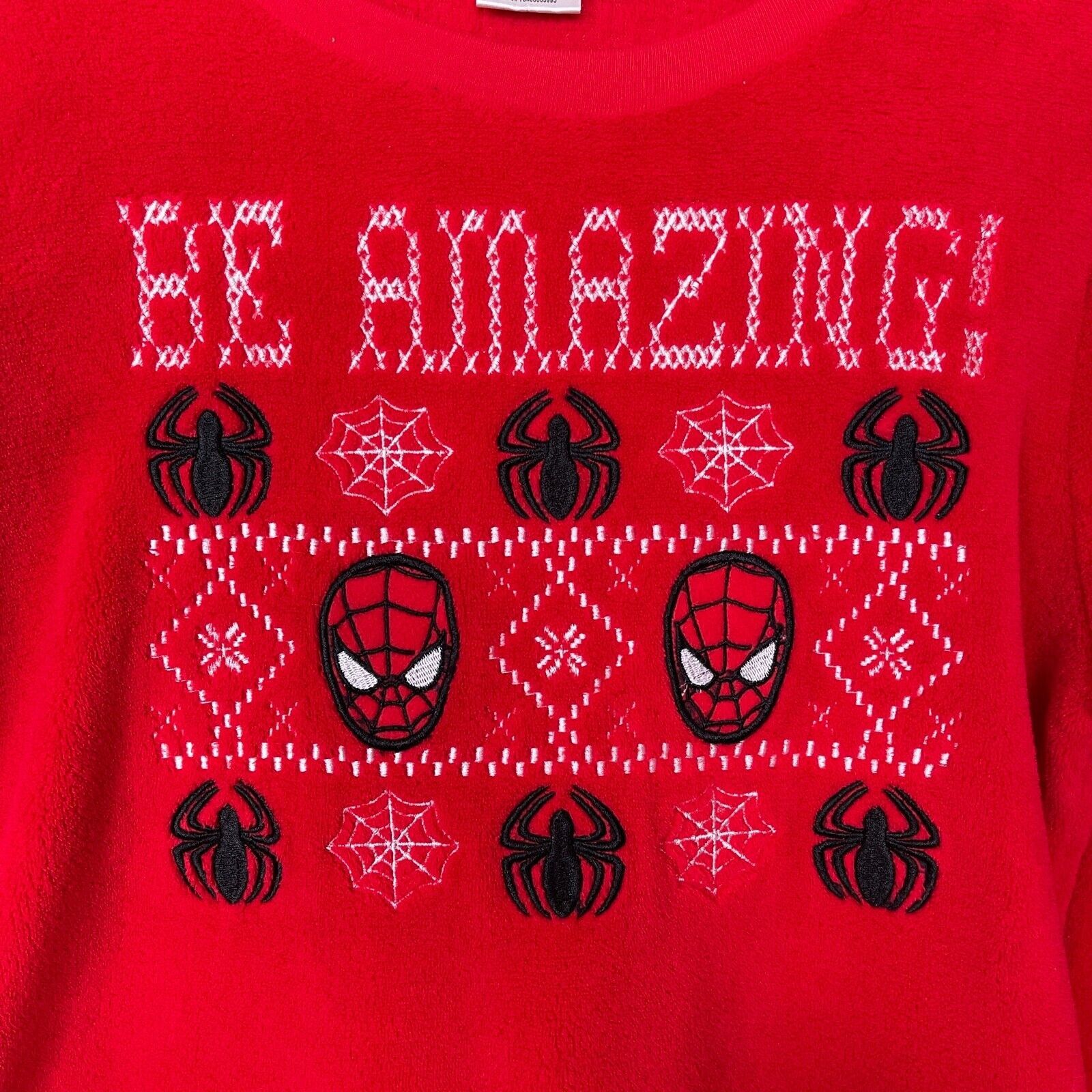 Marvel Comics Spiderman Plush Fair Isle Holiday Sweater Red Womens Large Size L / US 10 / IT 46 - 3 Thumbnail