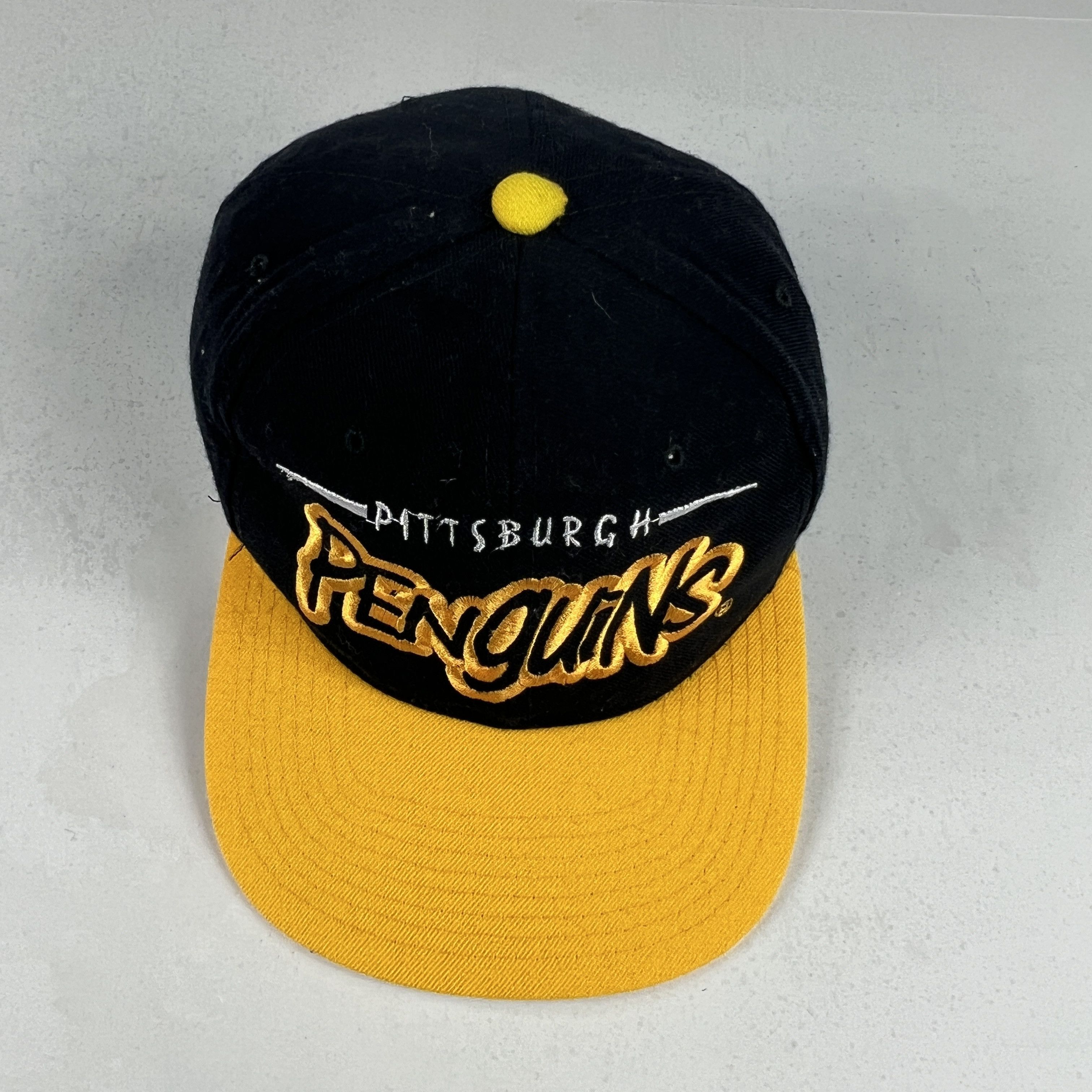NHL × Starter × Vintage VTG Starter Pittsburgh Penguins Bubble Script Wool Snapback Size ONE SIZE - 2 Thumbnail