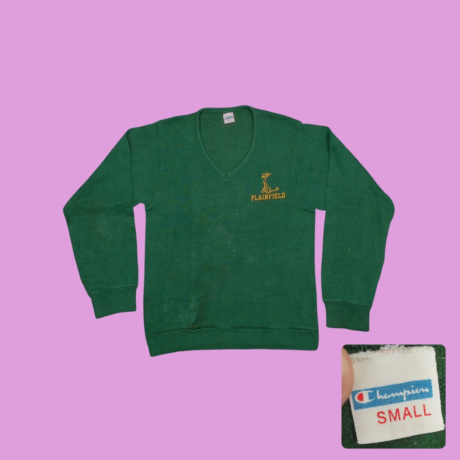 Champion Champion Vintage 70s Blue Bar Plainfield Thrashed Sweater Size M / US 6-8 / IT 42-44 - 1 Thumbnail