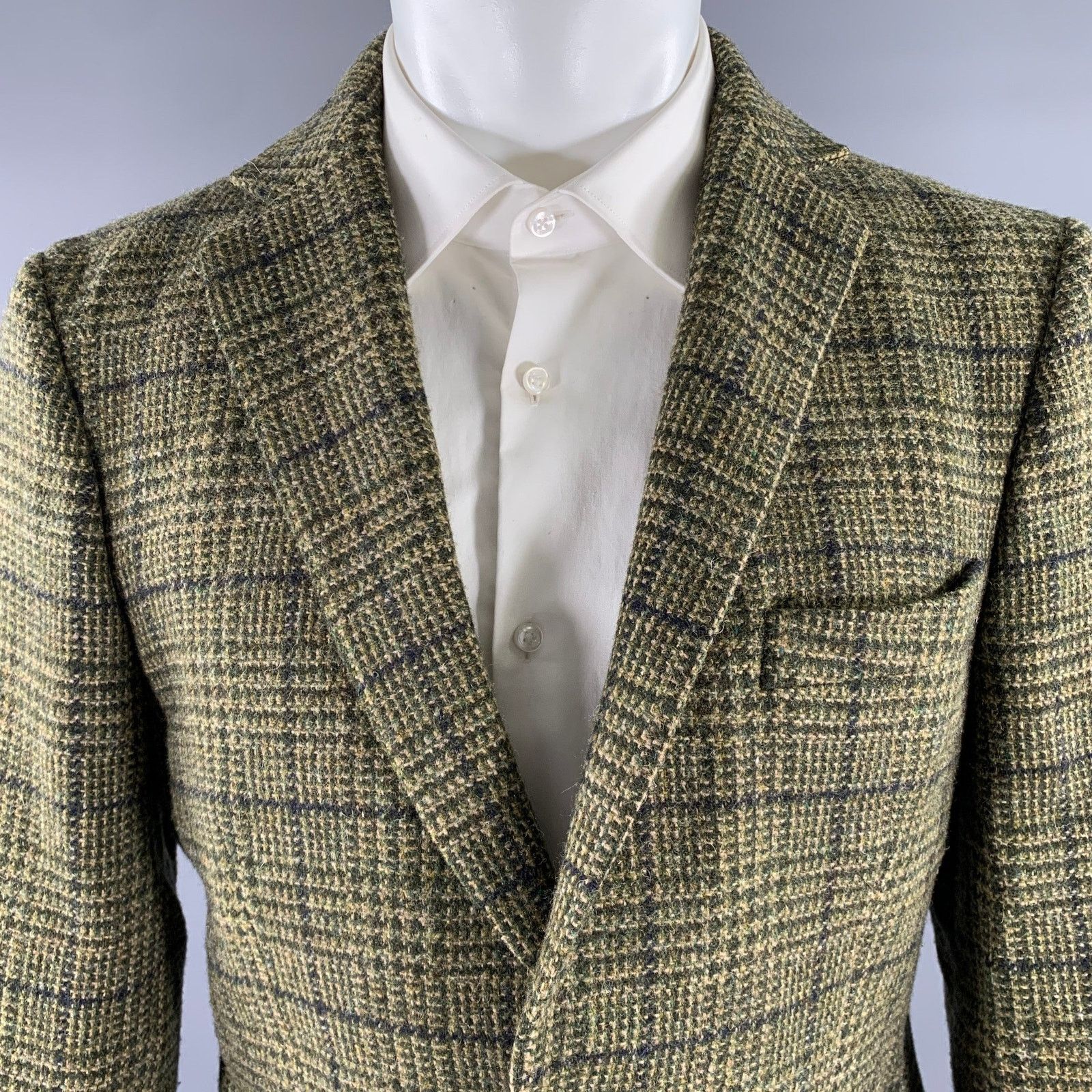 Officine Generale OFFICINE GENERALE 42 Green Tan Tartan Wool Sport Coat Size 42R - 2 Thumbnail