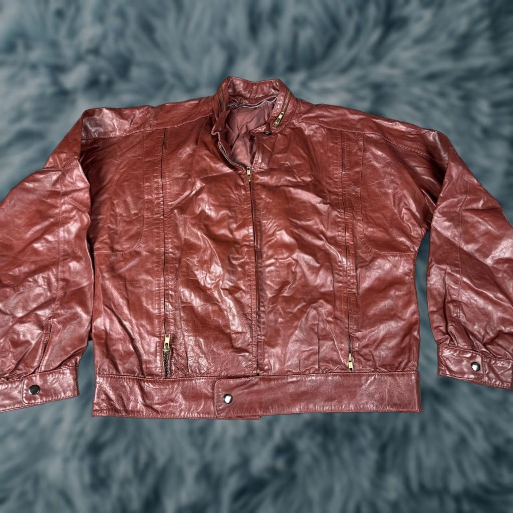 Nique VINTAGE Brown Leather Moto Jacket Bomber Mens Zip Pocket 44 Brown Leather Zip Jacket Mens 44 Bomber Jacket Zipped Pockets Size US S / EU 44-46 / 1 - 1 Thumbnail