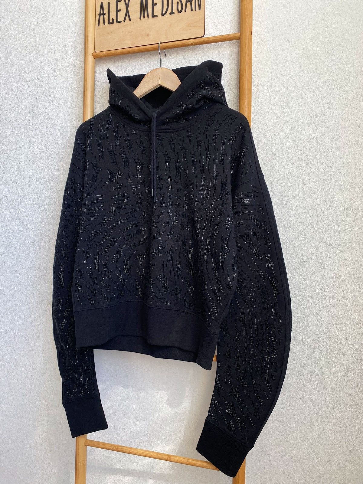 トップス mugler x  rhinestone Hoodie H&M × Mugler × Thierry Mugler Mugler x H&M Black Rhinestone