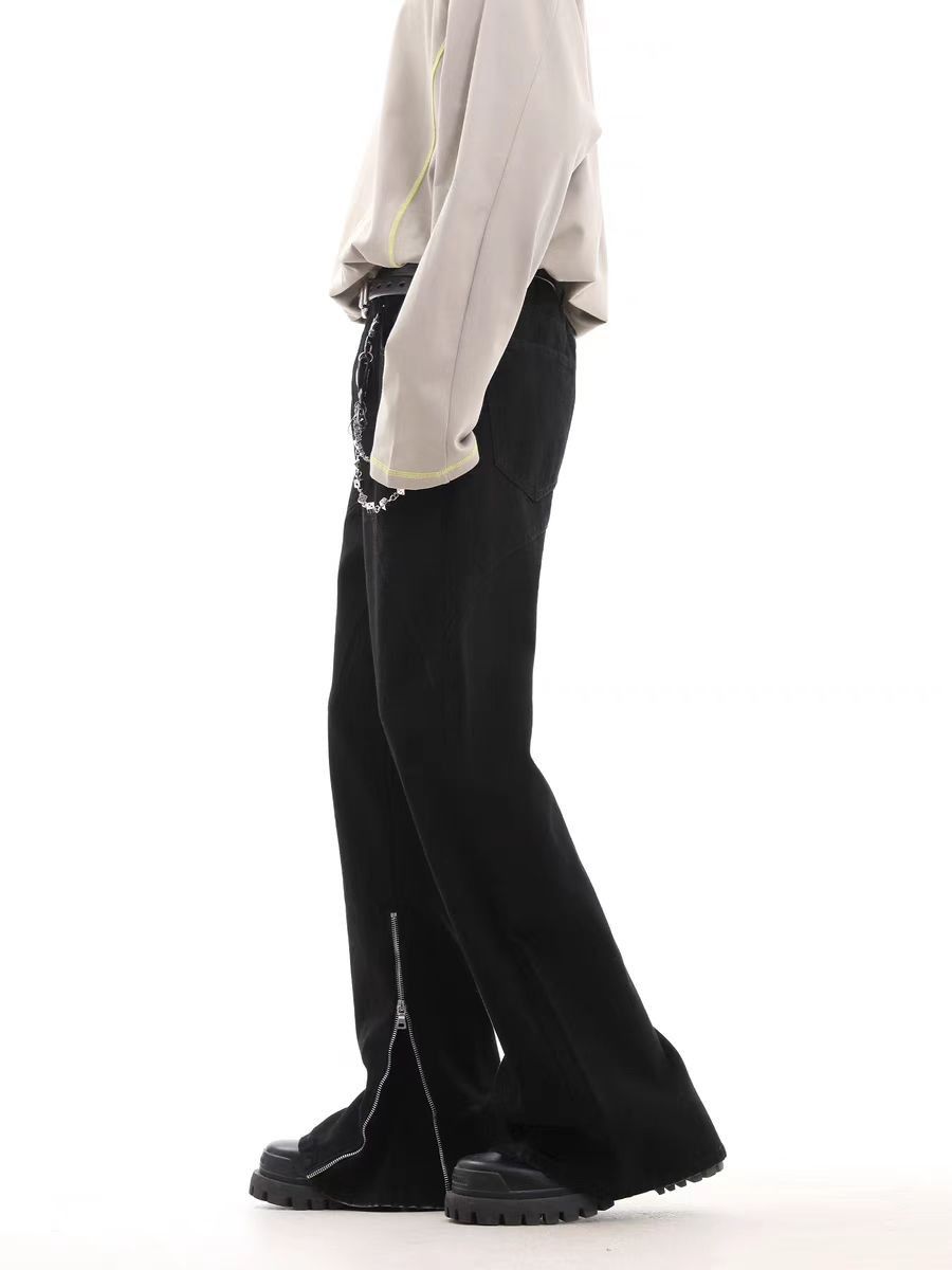 Jean Black Relaxed-Fit Zipper-Cuff Casual Pants Size US 30 / EU 46 - 3 Thumbnail
