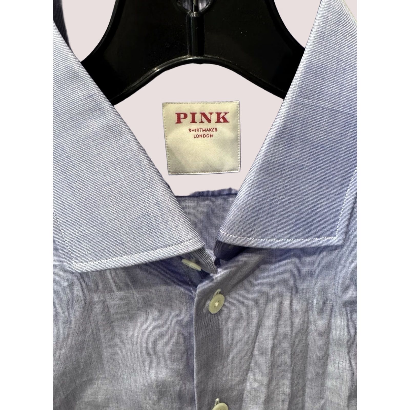 Pinko MINT Thomas Pink Blue LONG SLEEVE SHIRT Medium Slim 15.5 x 34 m Size US M / EU 48-50 / 2 - 1 Thumbnail
