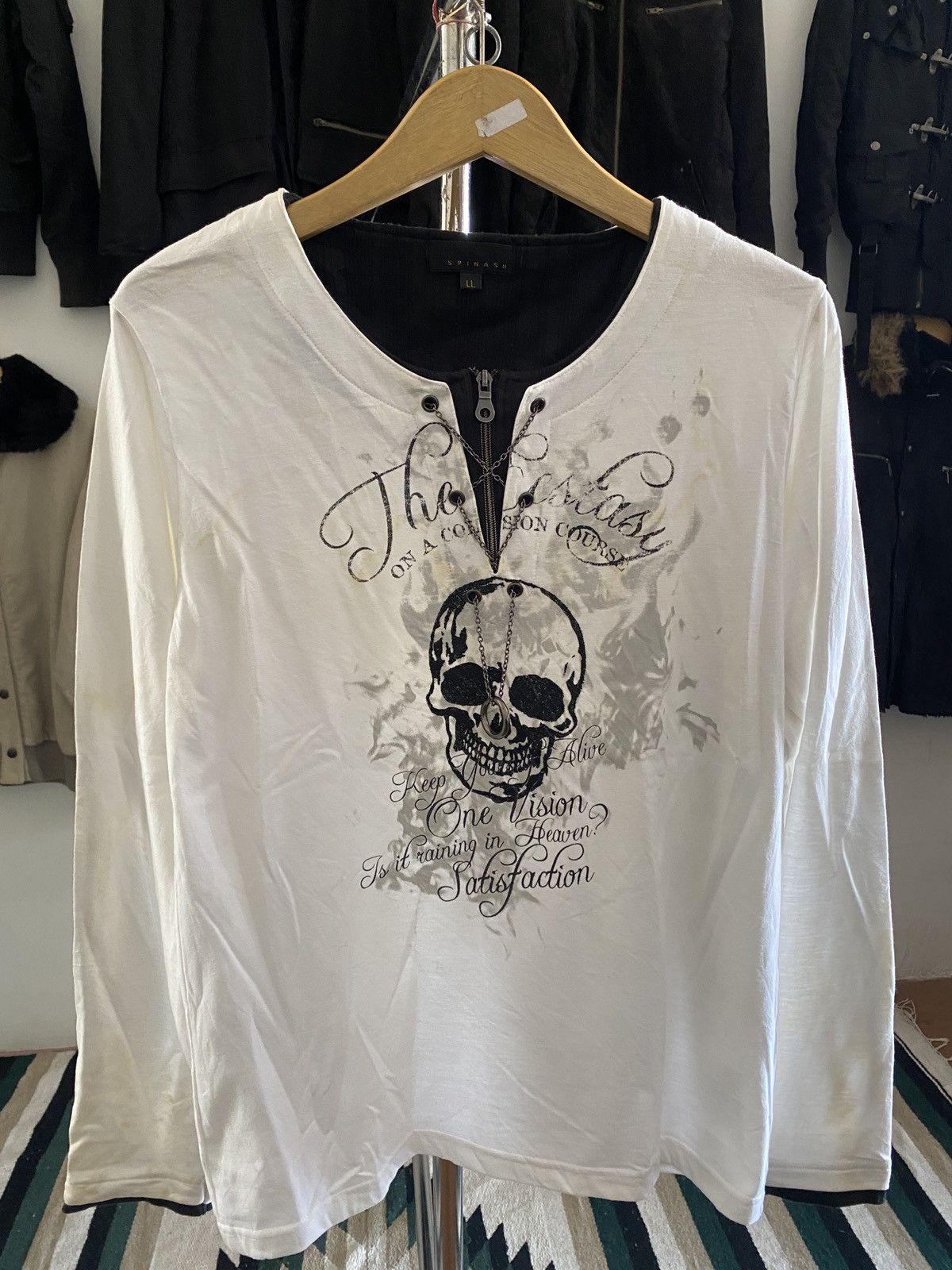 Maison Margiela Vintage y2k Spinash Double Layer Skull Necklace Long Shirt Size US L / EU 52-54 / 3 - 2 Thumbnail