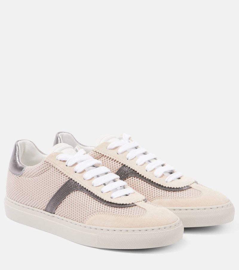 Brunello Cucinelli o1s1wg110526 Monili Chain-Detail Leather Sneakers Neutrals Size US 8.5 / IT 38.5 - 1 Thumbnail