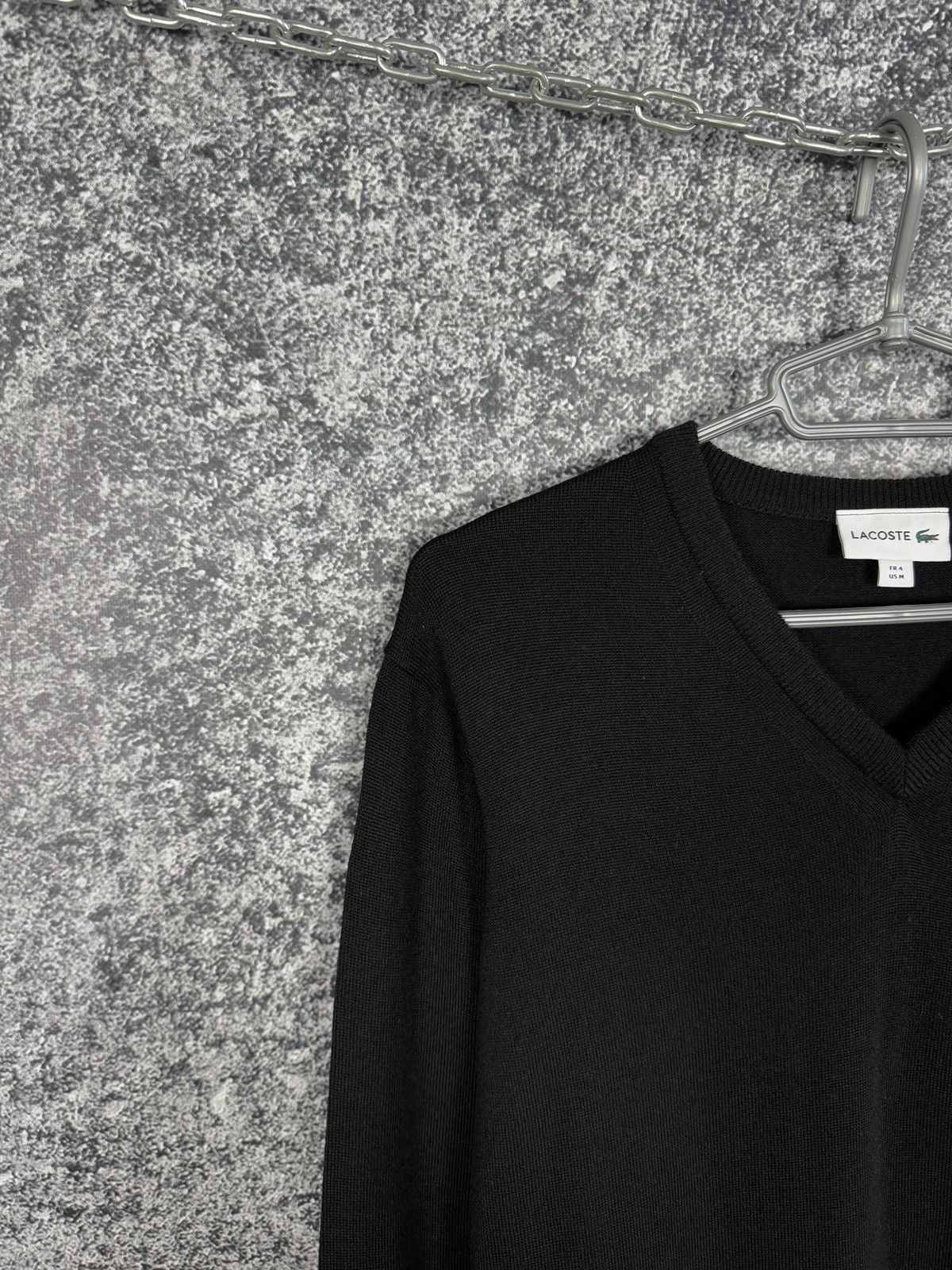 Lacoste Men’s Lacoste V-Neck Pullover Lana Wool Sweater Black Size 4 Size US M / EU 48-50 / 2 - 3 Thumbnail