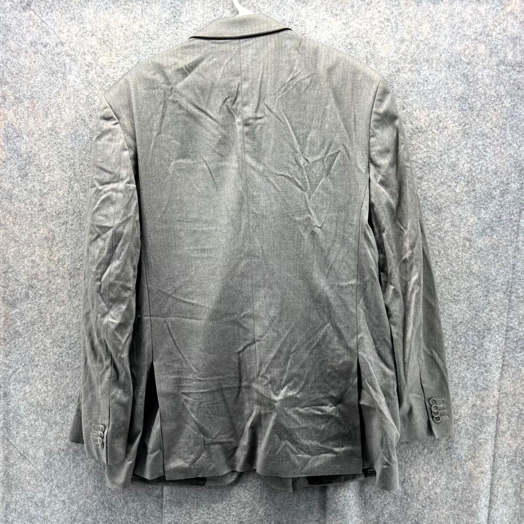Banana Republic Banana Republic Blazer Men 46L Adult Gray Wool Herringbone Single-Breasted Casual Jacket Coat Long - Regular Fit Mens Size 46R - 2 Thumbnail
