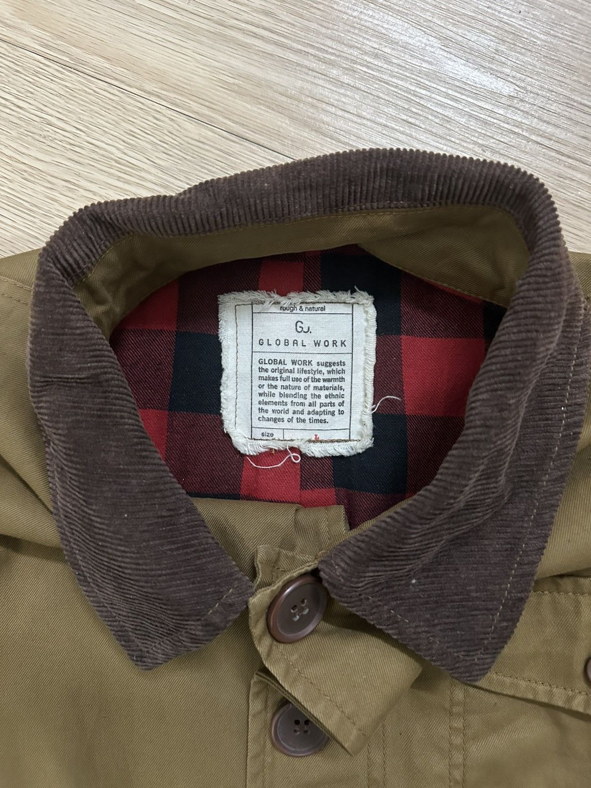 Global Work × Japanese Brand Global Work Aesthetic Workwear Style Corduroy Trench Coat Size US L / EU 52-54 / 3 - 6 Thumbnail