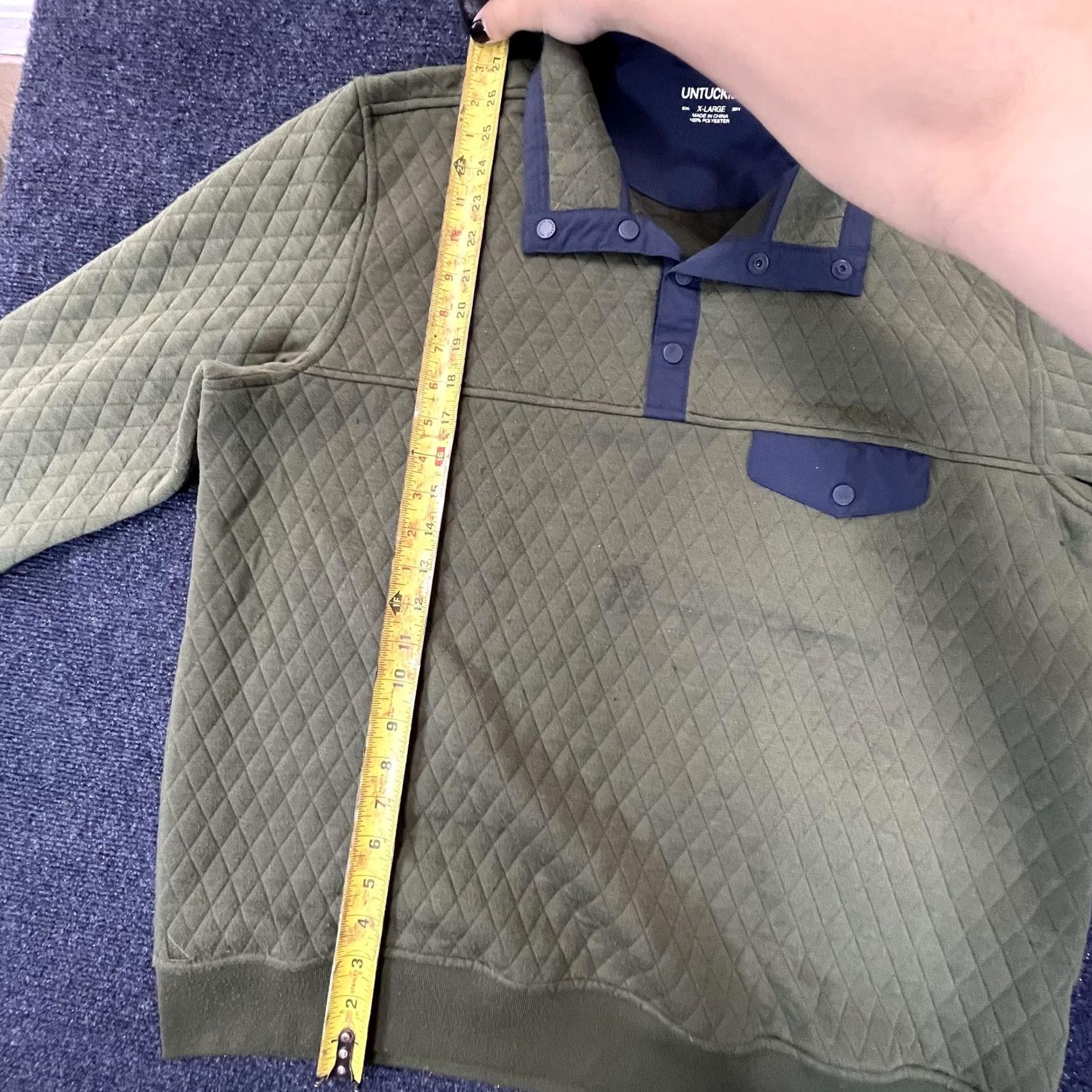 UNTUCKit VINTAGE Untuckit Pullover Shirt Mens XL Green Quilted Snap Button Fleece Sweatshirt Casual Size US XL / EU 56 / 4 - 5 Thumbnail